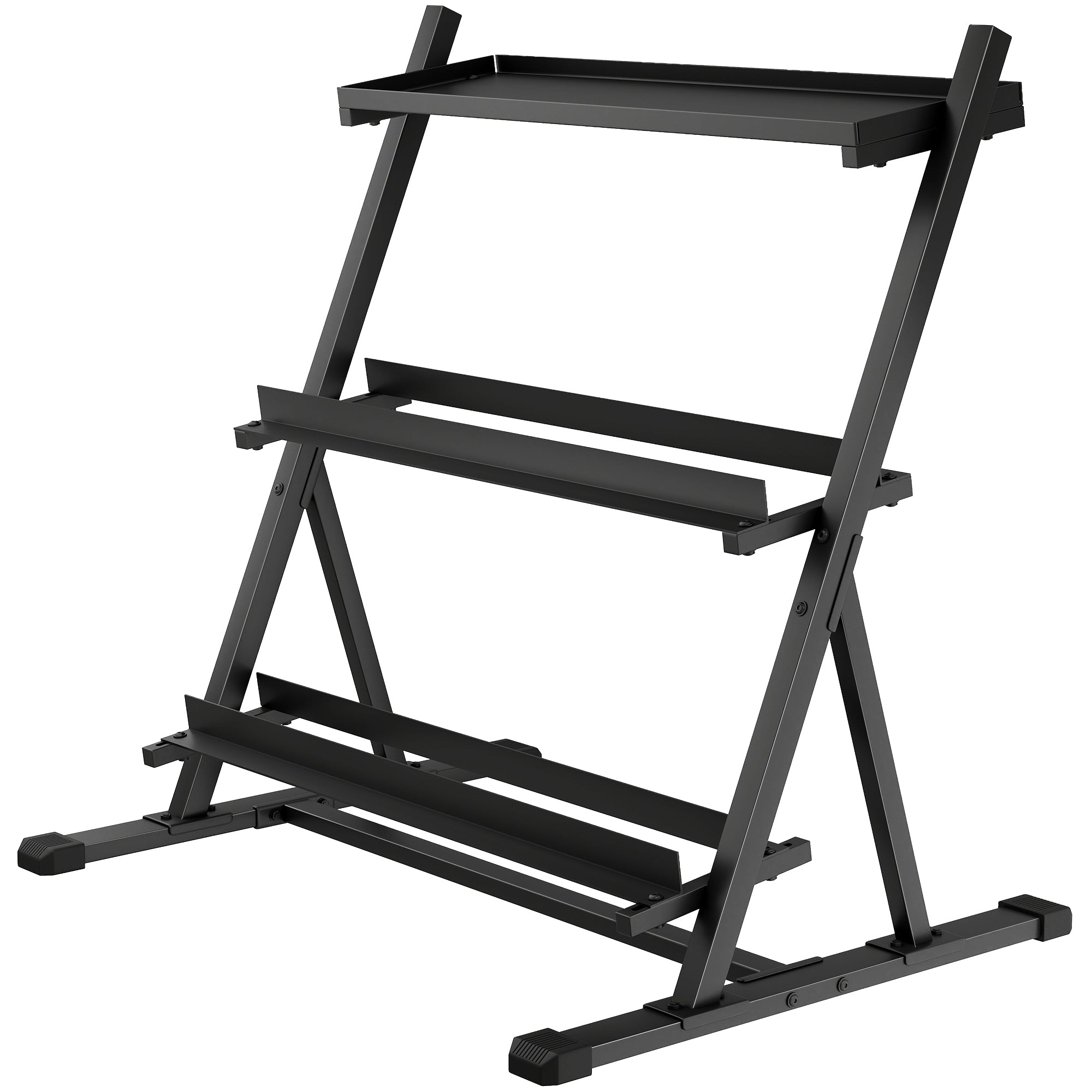 SPORTNOW Adjustable 3-Tier Dumbbell Rack — Heavy-Duty Steel, Up to 441 lb, Non-Slip, Adjustable Bars for Dumbbells & Kettlebells (Stand Only)