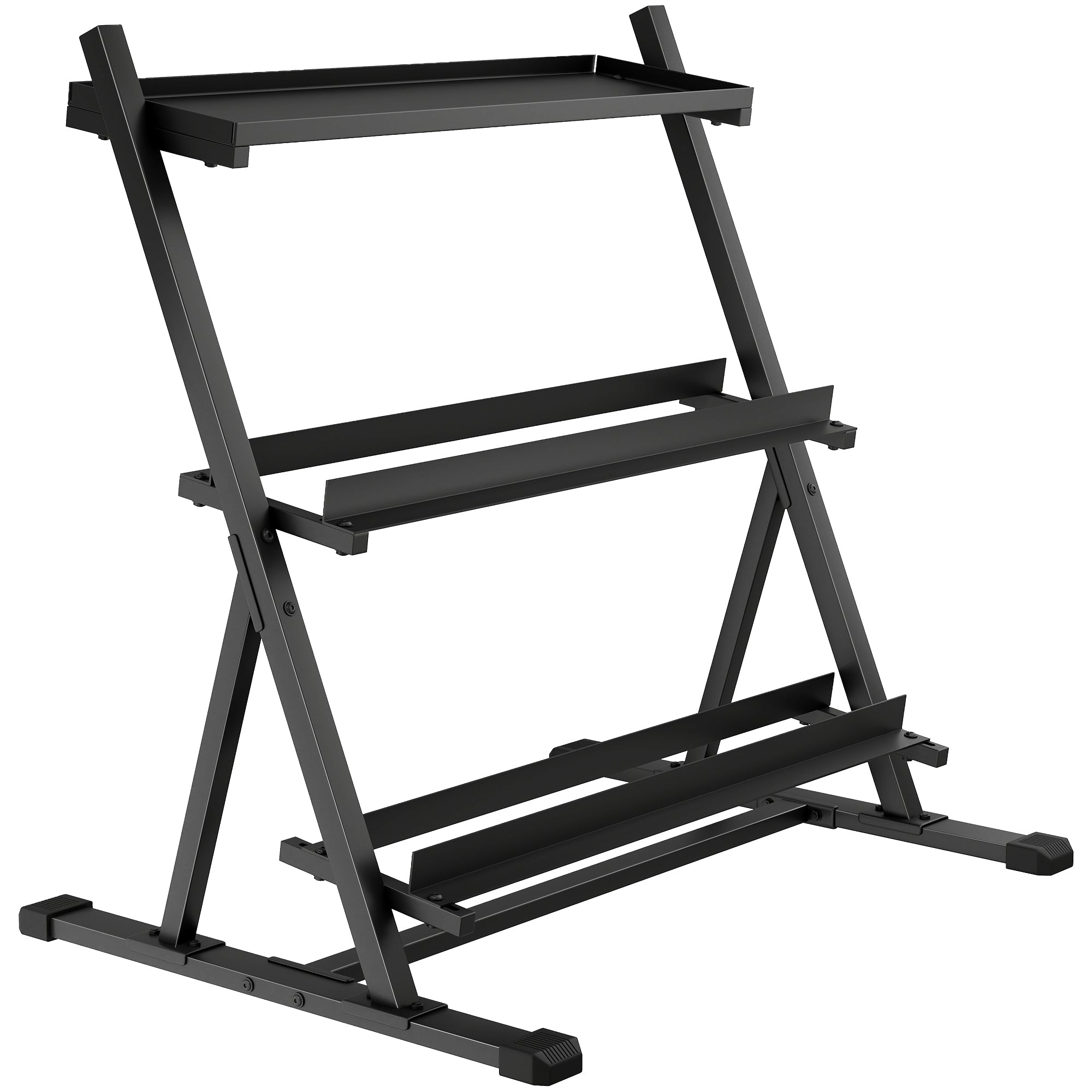 SPORTNOW Adjustable 3-Tier Dumbbell Rack — Heavy-Duty Steel, Up to 441 lb, Non-Slip, Adjustable Bars for Dumbbells & Kettlebells (Stand Only)