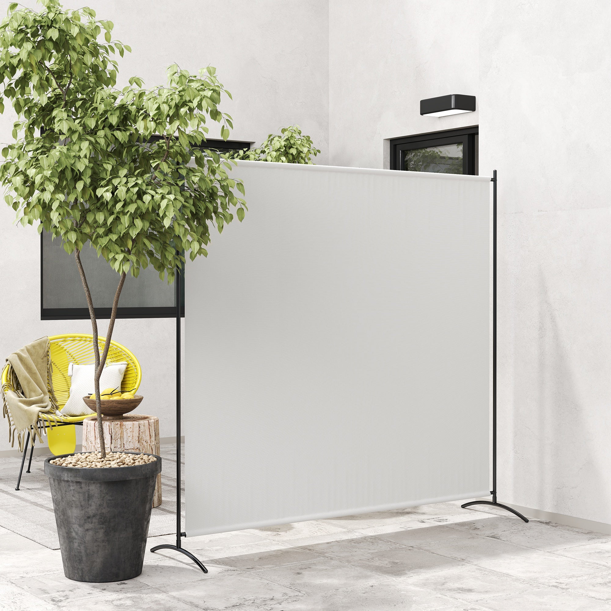 Single-Panel Outdoor Privacy Screen, UV30+ Water-Resistant Panel, Stable Base, Beige (71 x 19.7 x 71 in)