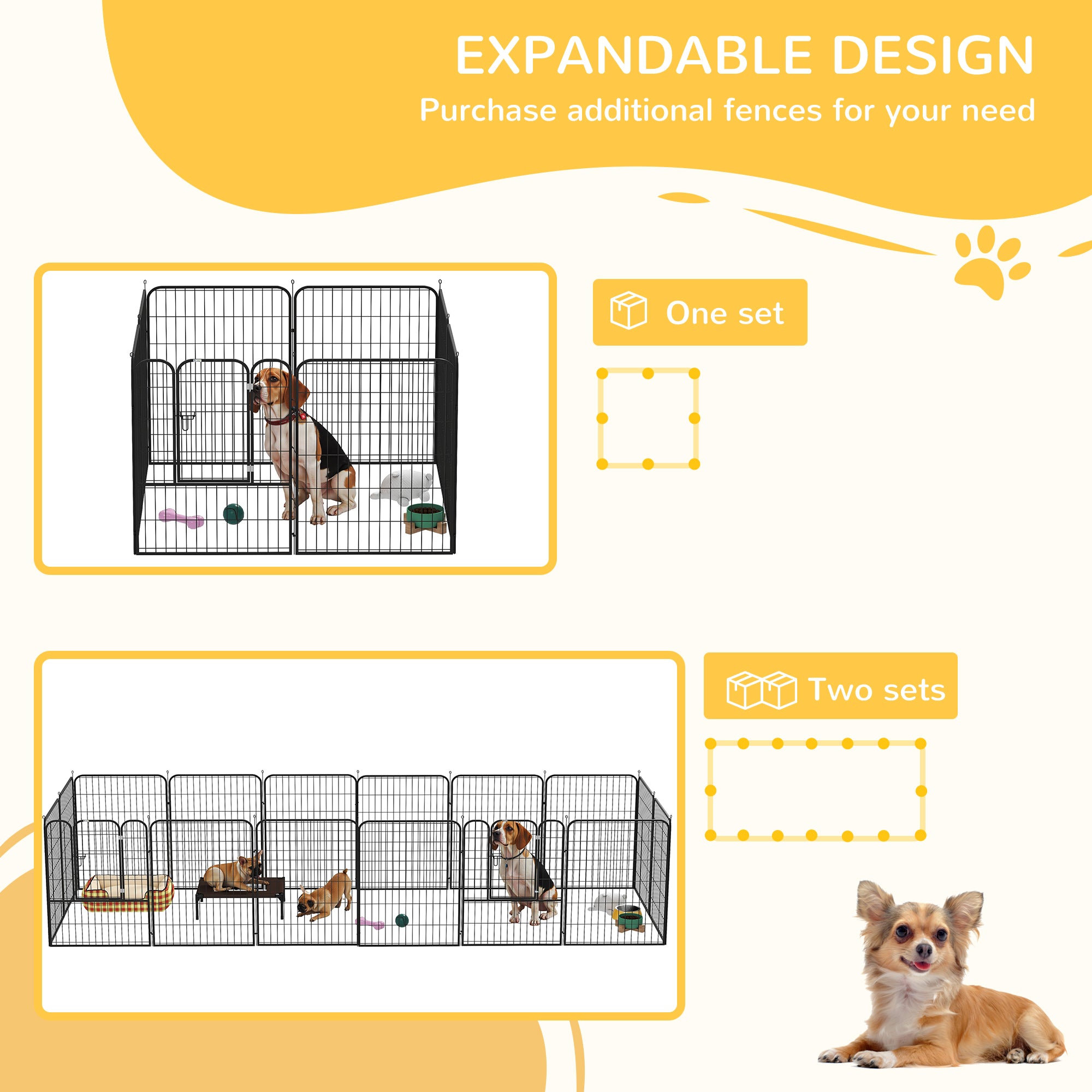 Puppy Playpen Pet Playpen Play Yard Dog Pen Playpen Enclosure Individually Shapeable with Door Metal 80 x 100 cm Black