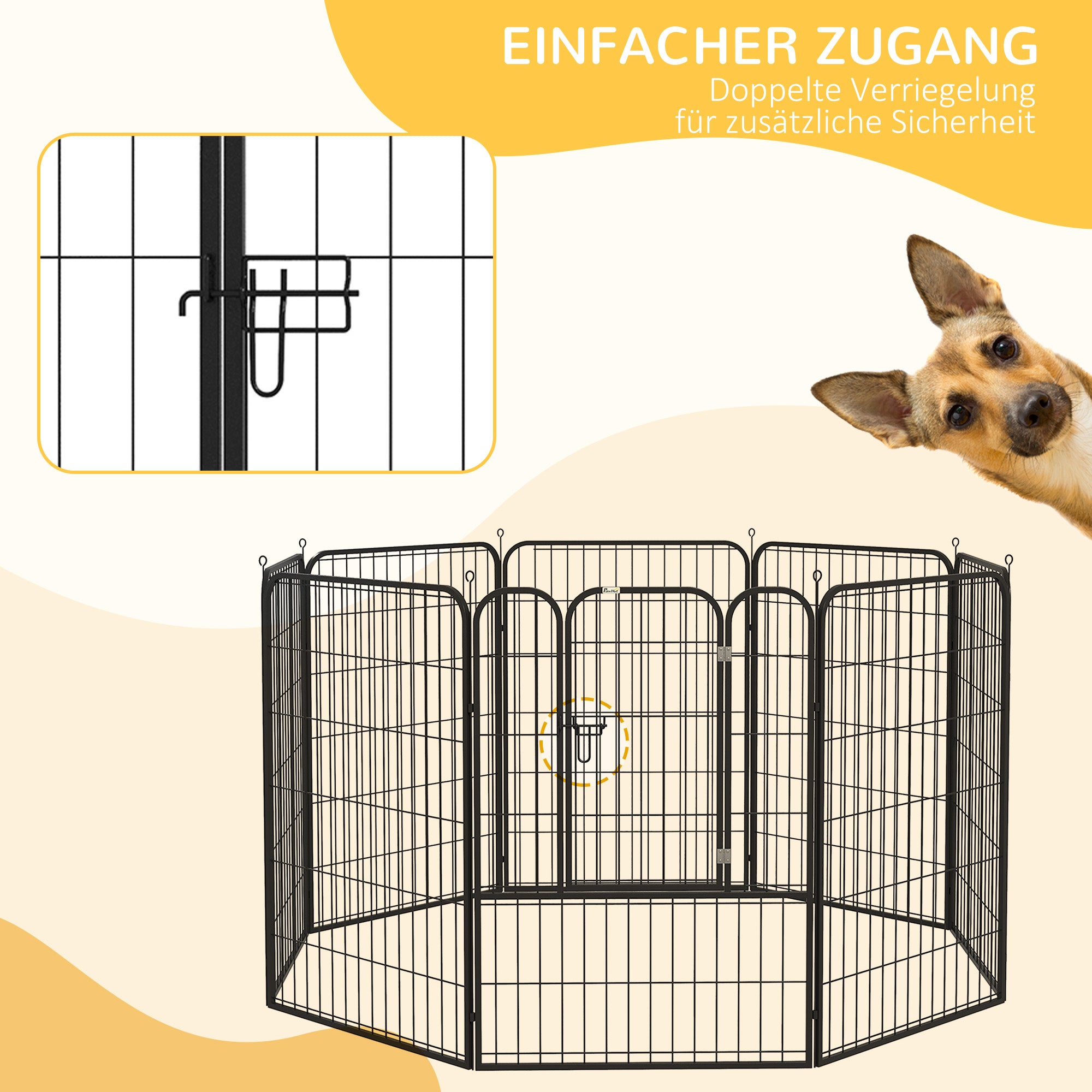 Puppy Playpen Pet Playpen Play Yard Dog Pen Playpen Enclosure Individually Shapeable with Door Metal 80 x 100 cm Black
