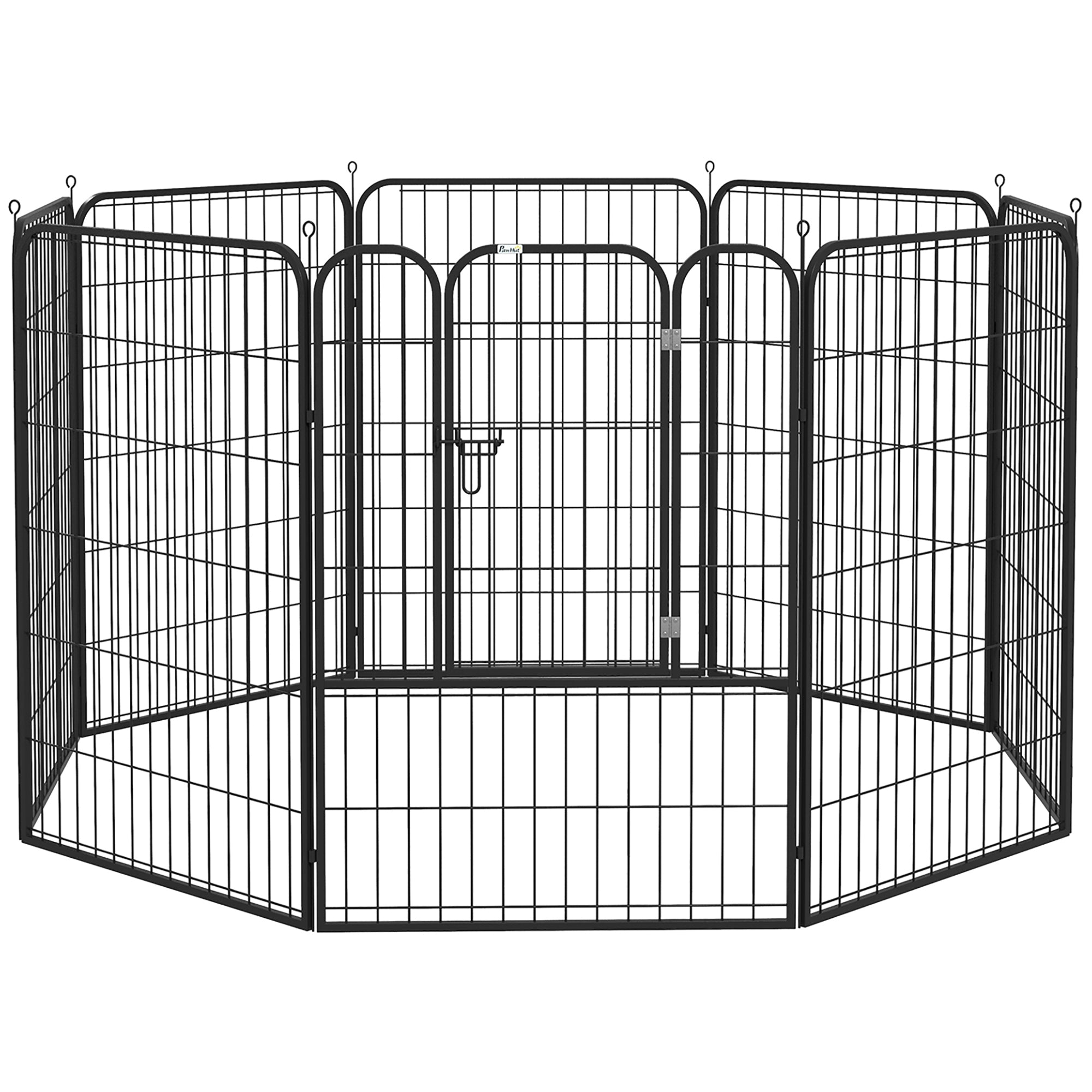 Puppy Playpen Pet Playpen Play Yard Dog Pen Playpen Enclosure Individually Shapeable with Door Metal 80 x 100 cm Black