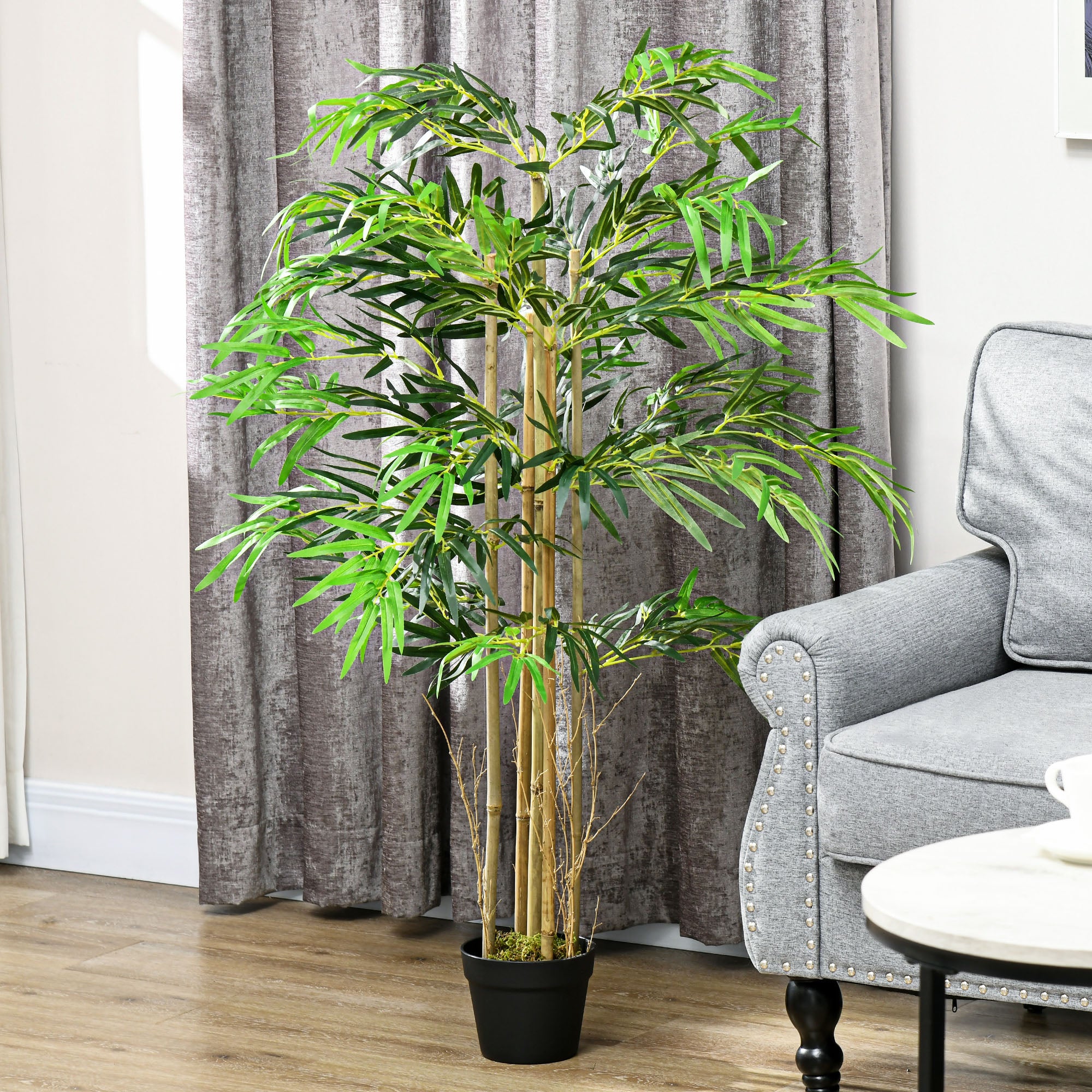 Artificial Bamboo XXL 1.15m Realistic Dense Leaves Pot Included Black Green