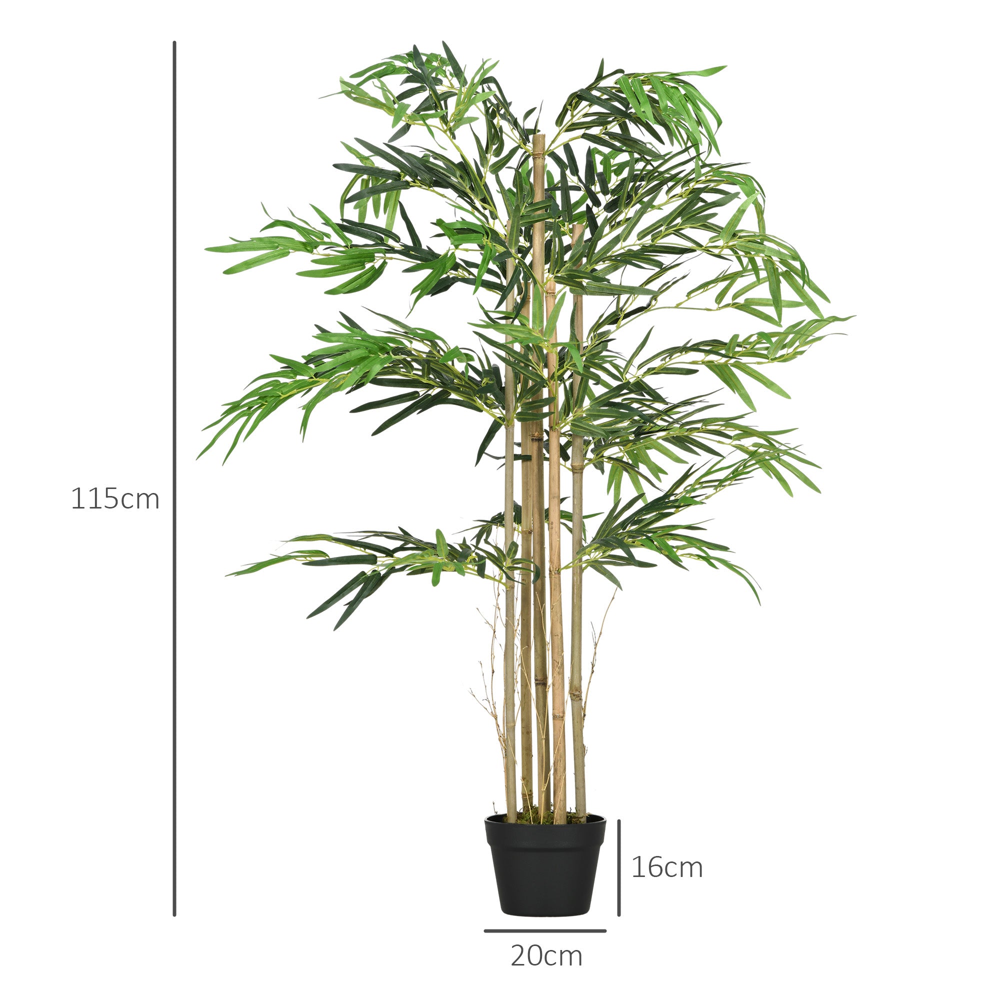 Artificial Bamboo XXL 1.15m Realistic Dense Leaves Pot Included Black Green