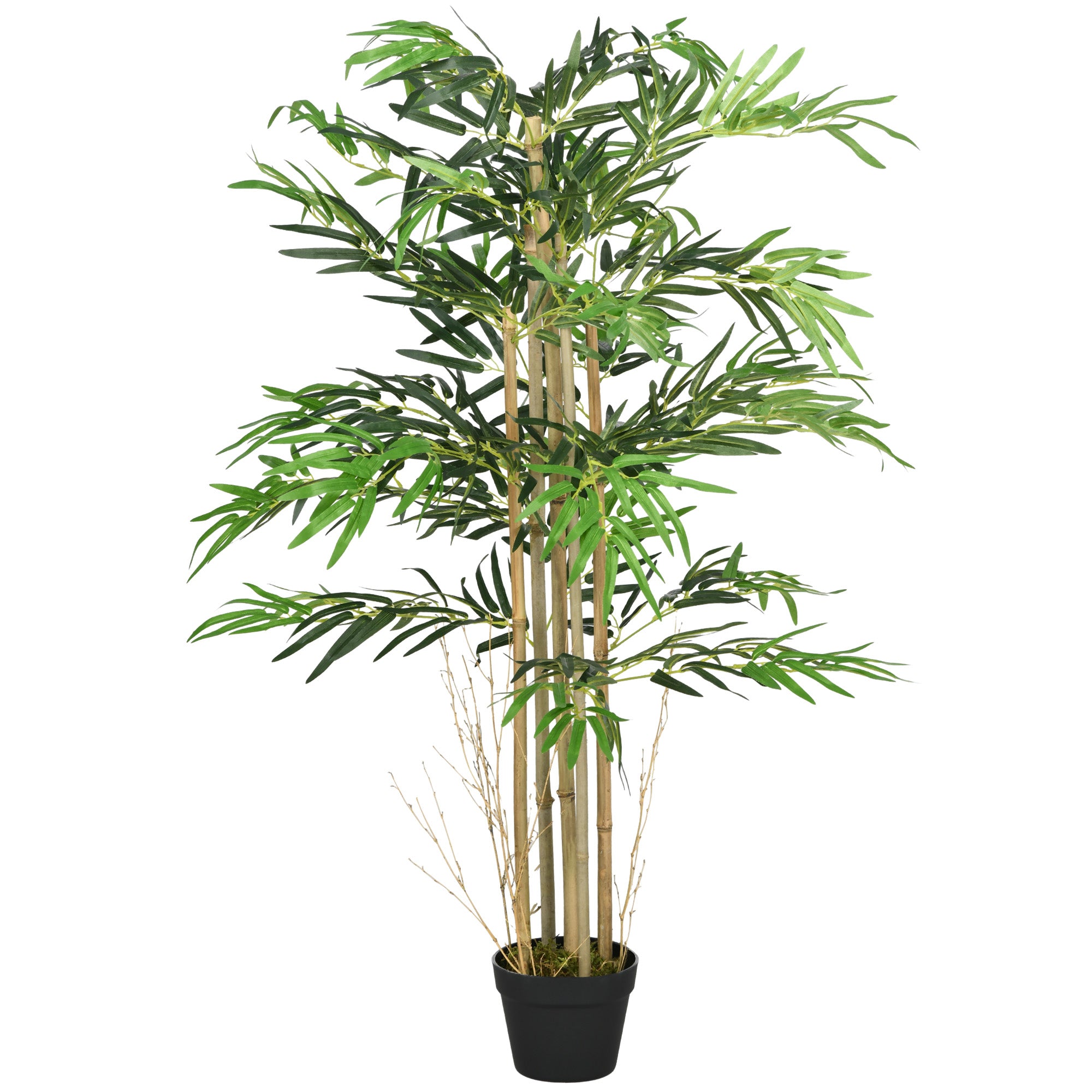 Artificial Bamboo XXL 1.15m Realistic Dense Leaves Pot Included Black Green