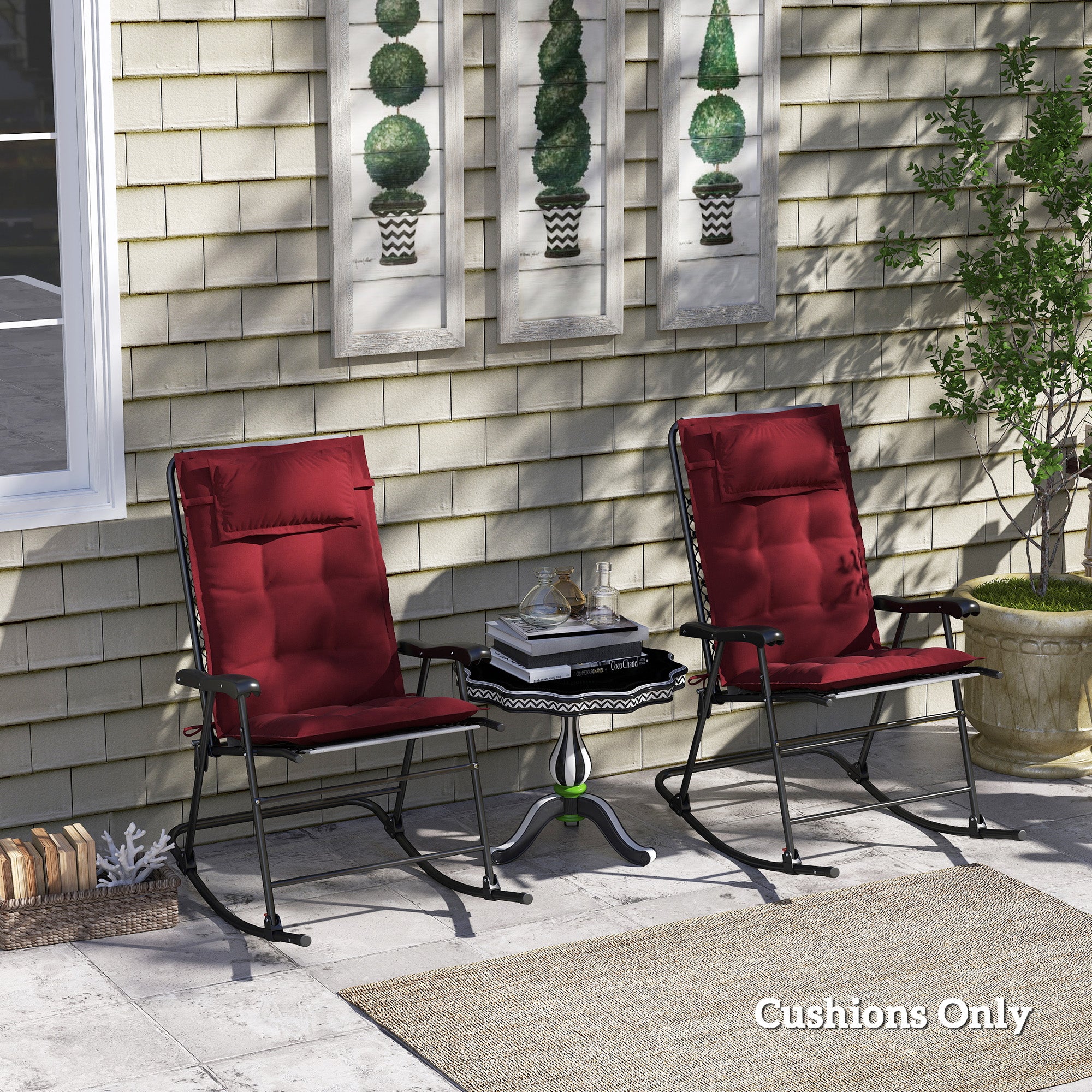 Set of 2 Cushions for Sun Lounger Water-Resistant Cushion for Garden Lounger Padded Cushion for Beach Lounger Sun Lounger Pillow Cushion for Garden Furniture Cushions 50x116x5 cm, Burgundy