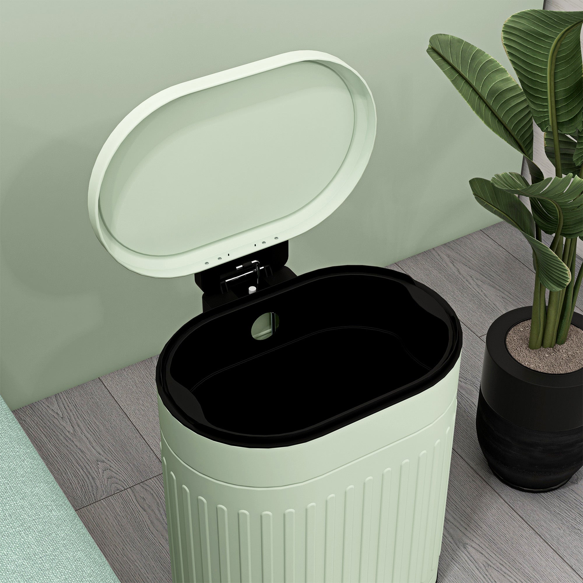 20 L Step Trash Can with Lid & Foot Pedal — Removable Inner Bin, Soft-Close — Green, 36.5 x 31.2 x 45 cm