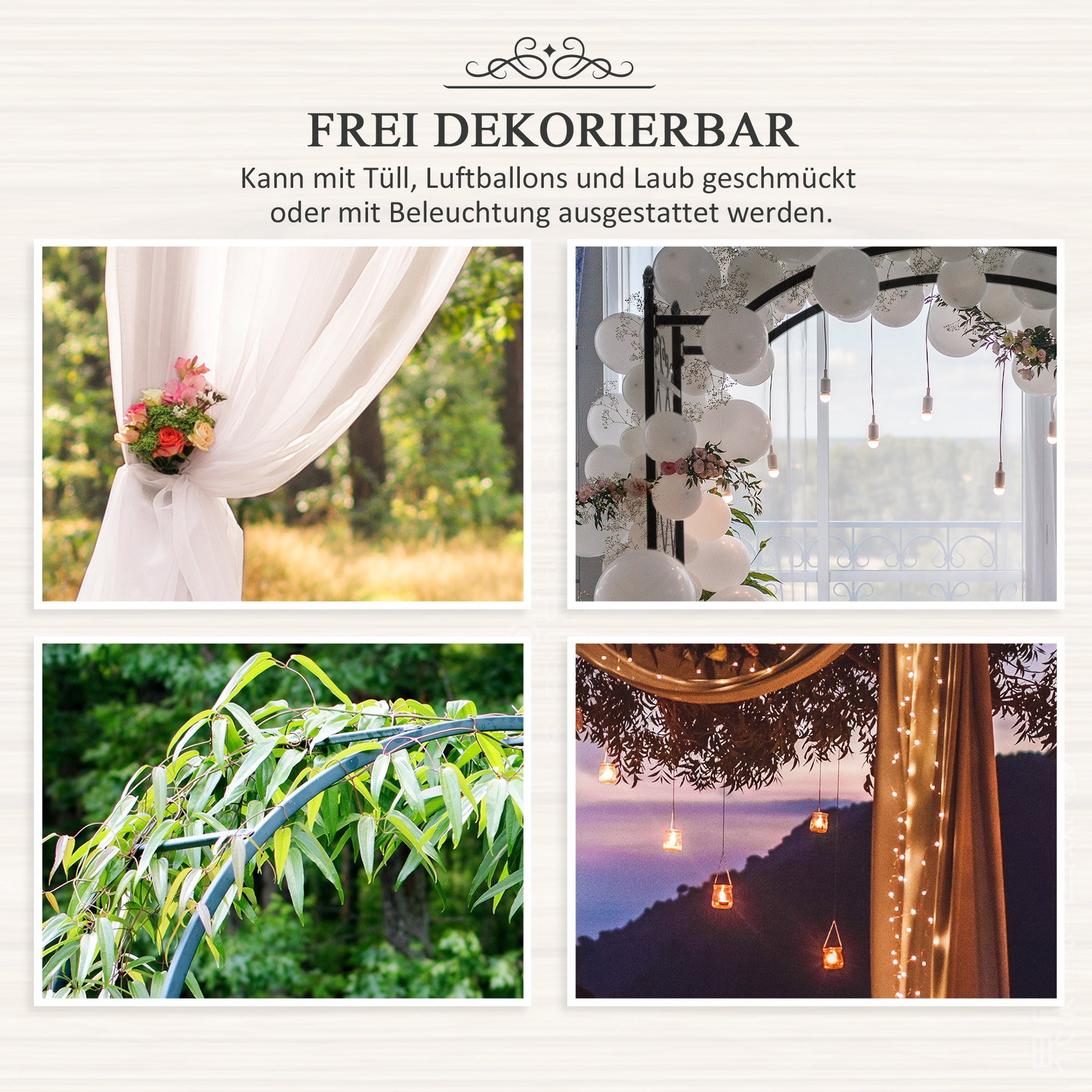 Metal Rose Arch Trellis for Climbing Plants Garden Arch with Pointed Top Metal Structure Arbor Arch for Roses Arches Trellis for Garden 114 x 30 x 230 cm Black