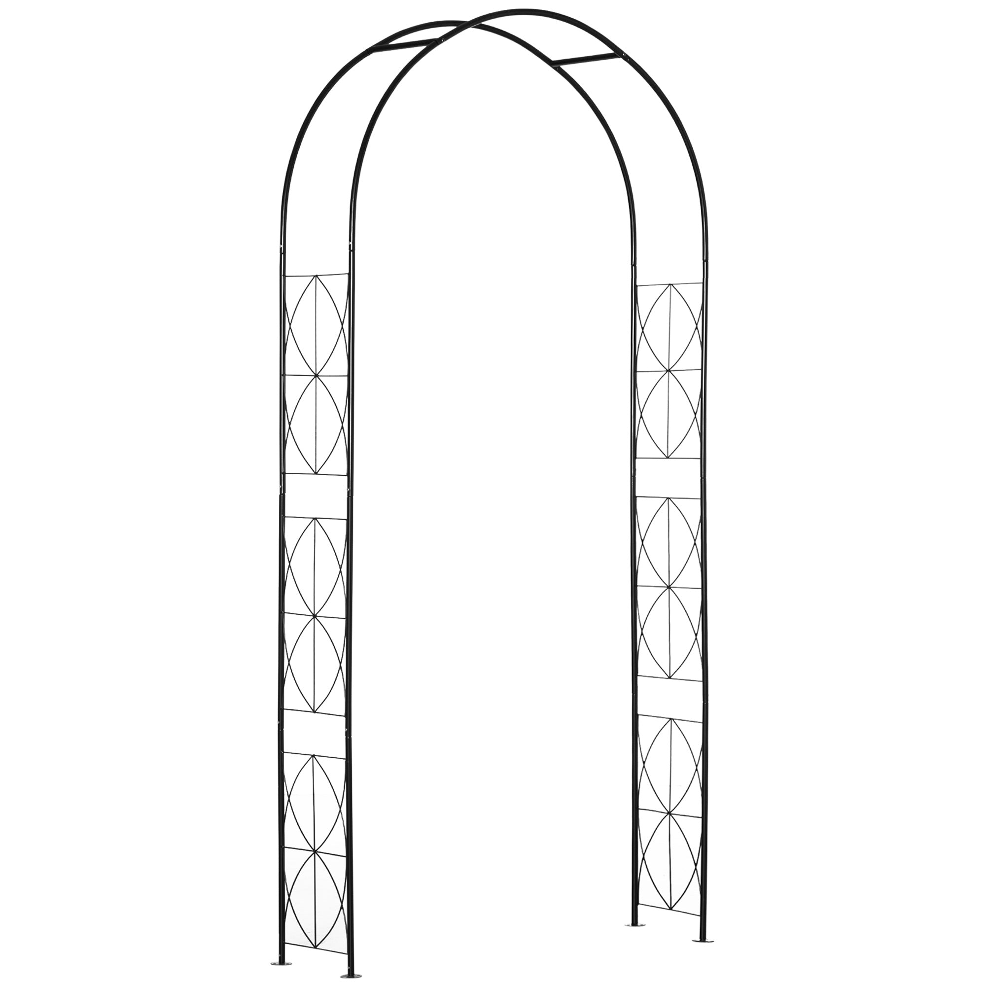 Metal Rose Arch Trellis for Climbing Plants Garden Arch with Pointed Top Metal Structure Arbor Arch for Roses Arches Trellis for Garden 114 x 30 x 230 cm Black