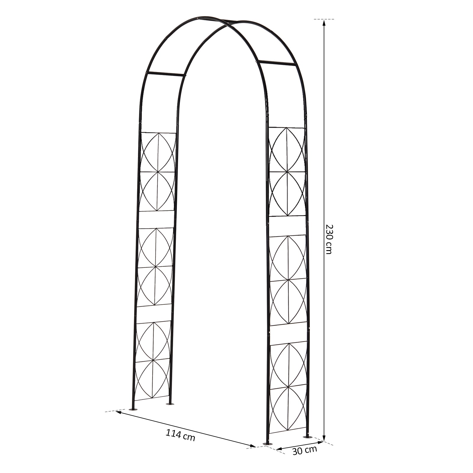 Metal Rose Arch Trellis for Climbing Plants Garden Arch with Pointed Top Metal Structure Arbor Arch for Roses Arches Trellis for Garden 114 x 30 x 230 cm Black
