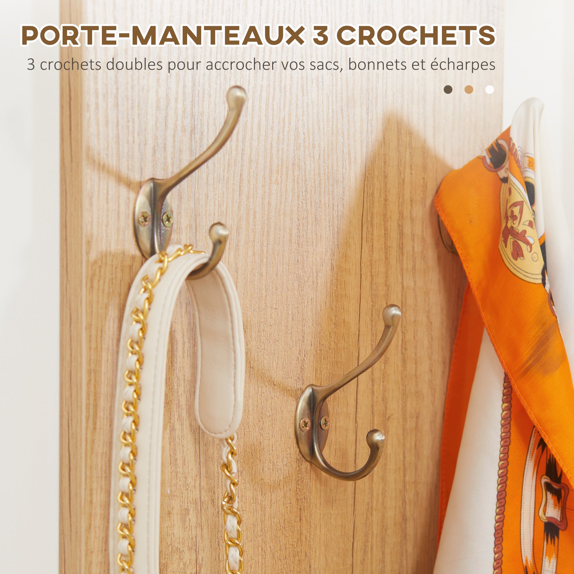 Entryway Set Hall Tree 3-in-1, 1 Mirror with Shelf, 1 Coat Rack with Shelf, 1 Shoe Bench with PU Cushion