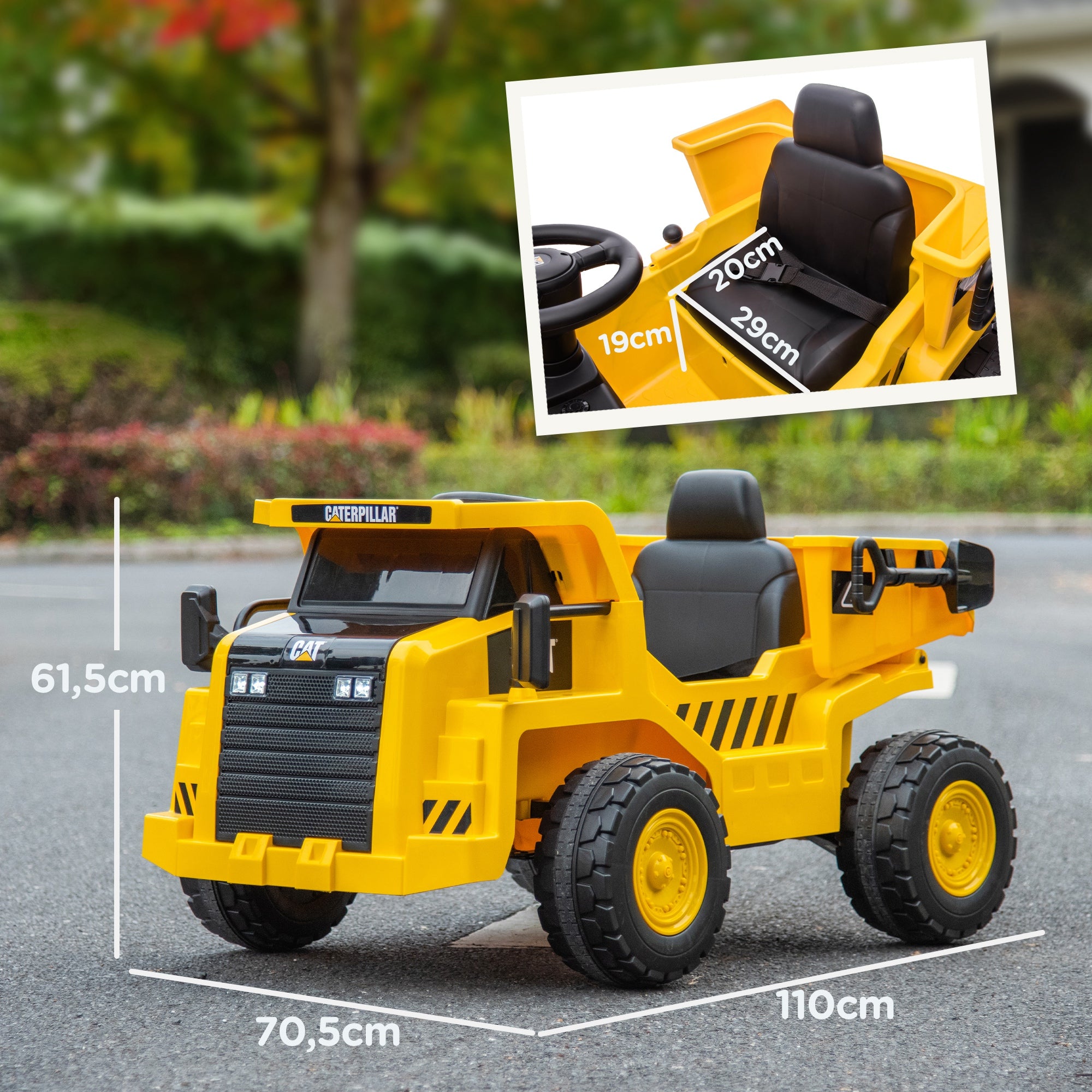 Children's Electric Tractor 12V Sit-On Tractor with 2.4 GHz Remote Control, Bucket, Shovel, Electric Car with Music, Speaker, Headlights, 3-5 km/h, for 3-6 Year Olds, Yellow