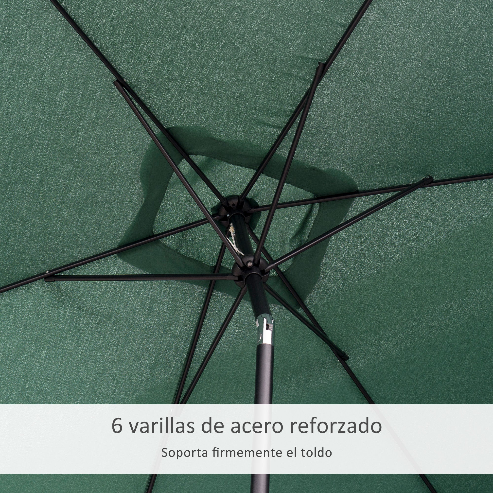 Aluminum Umbrella 195x295x253 cm Rectangular Garden Parasol with Crank and Detachable Pole for Terrace Pool Patio Outdoor Green