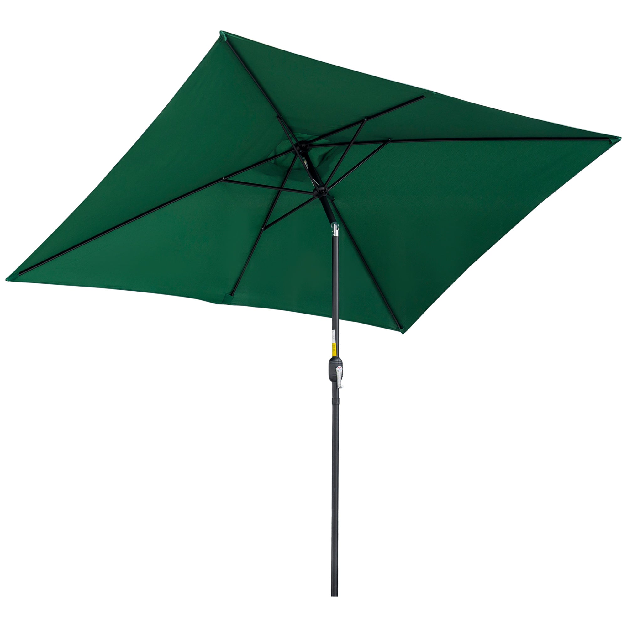 Aluminum Umbrella 195x295x253 cm Rectangular Garden Parasol with Crank and Detachable Pole for Terrace Pool Patio Outdoor Green