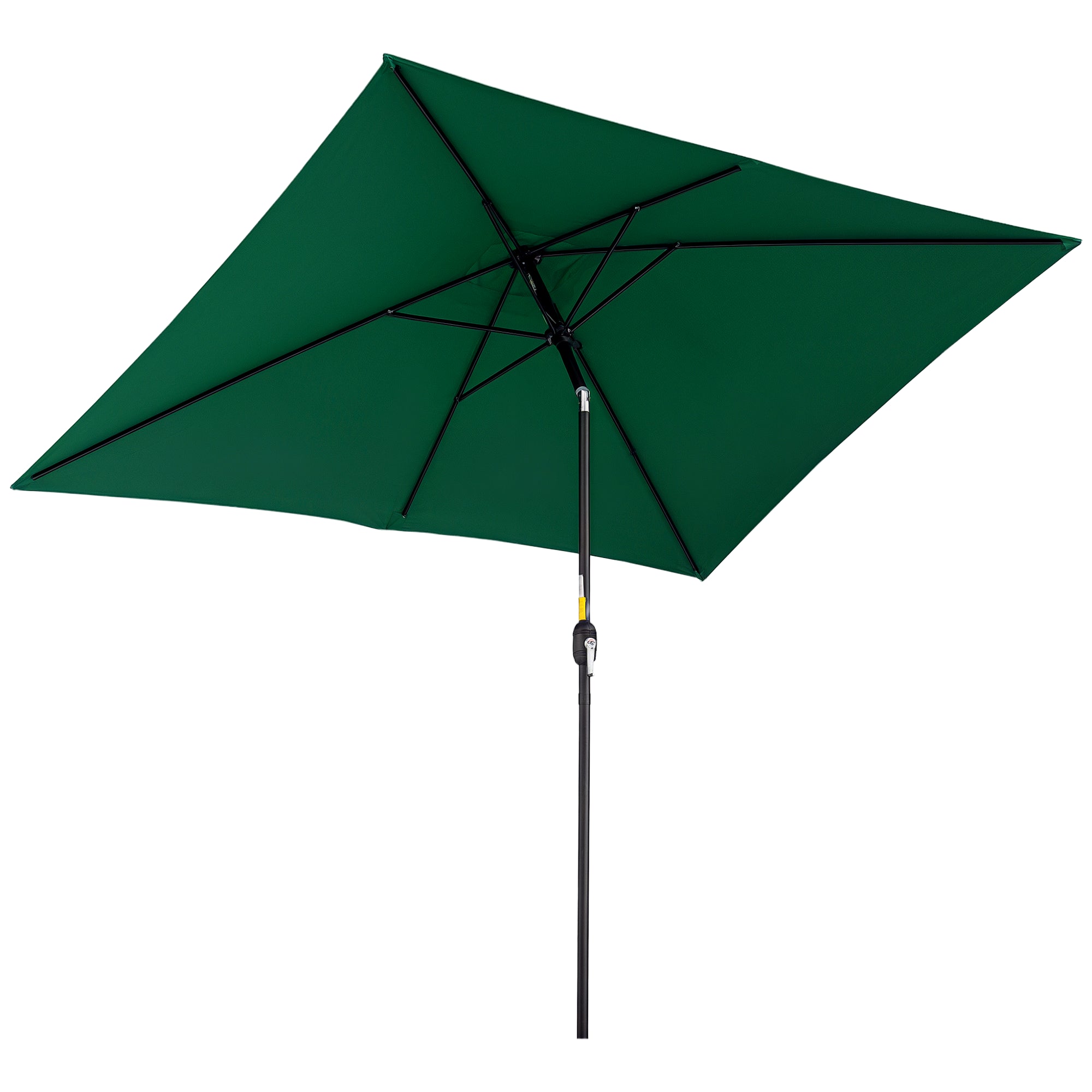Aluminum Umbrella 195x295x253 cm Rectangular Garden Parasol with Crank and Detachable Pole for Terrace Pool Patio Outdoor Green