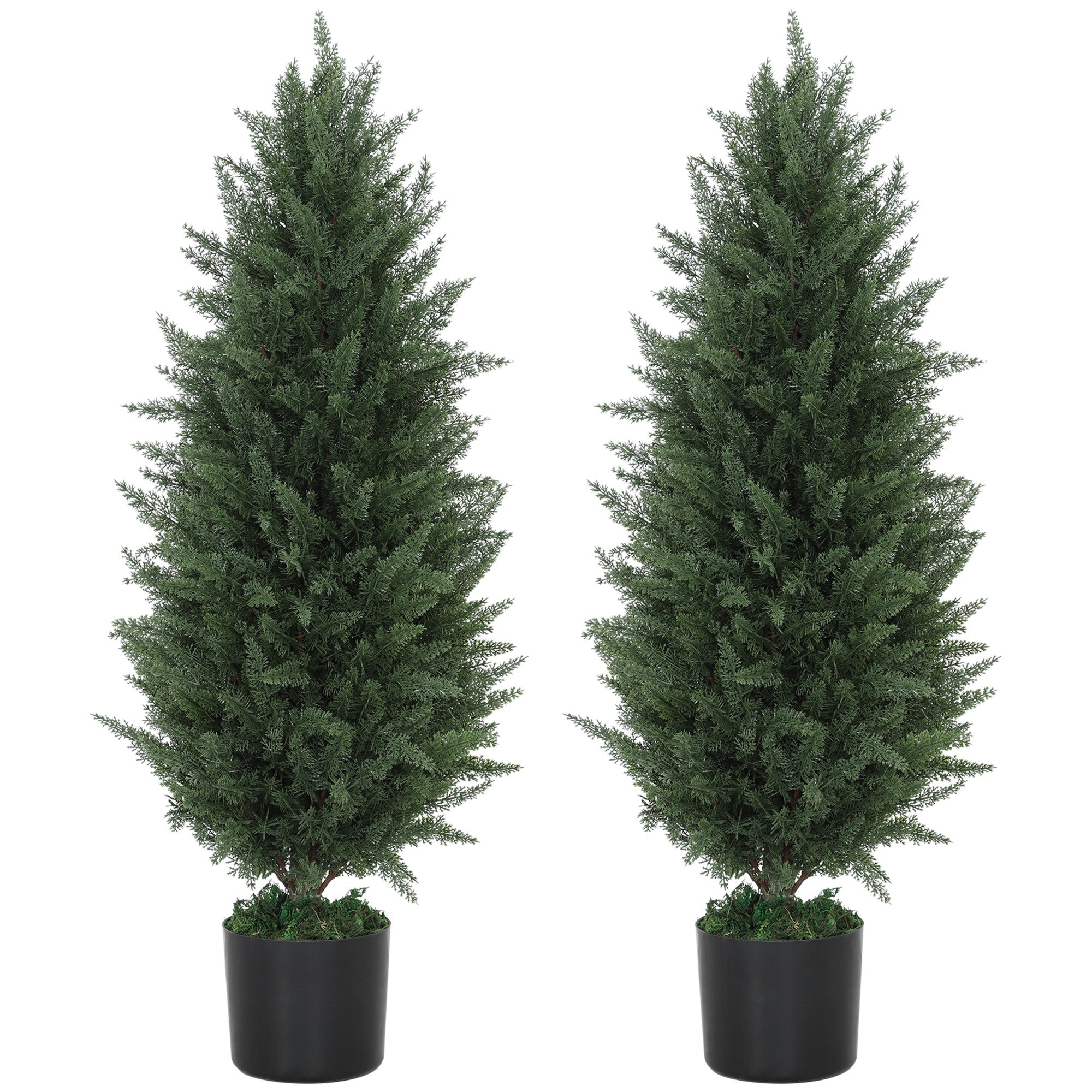 Artificial Cypress 2-piece set large 90 cm artificial plant, artificial plants in pot, UV resistant artificial tree like real decoration for living room bedroom outdoor