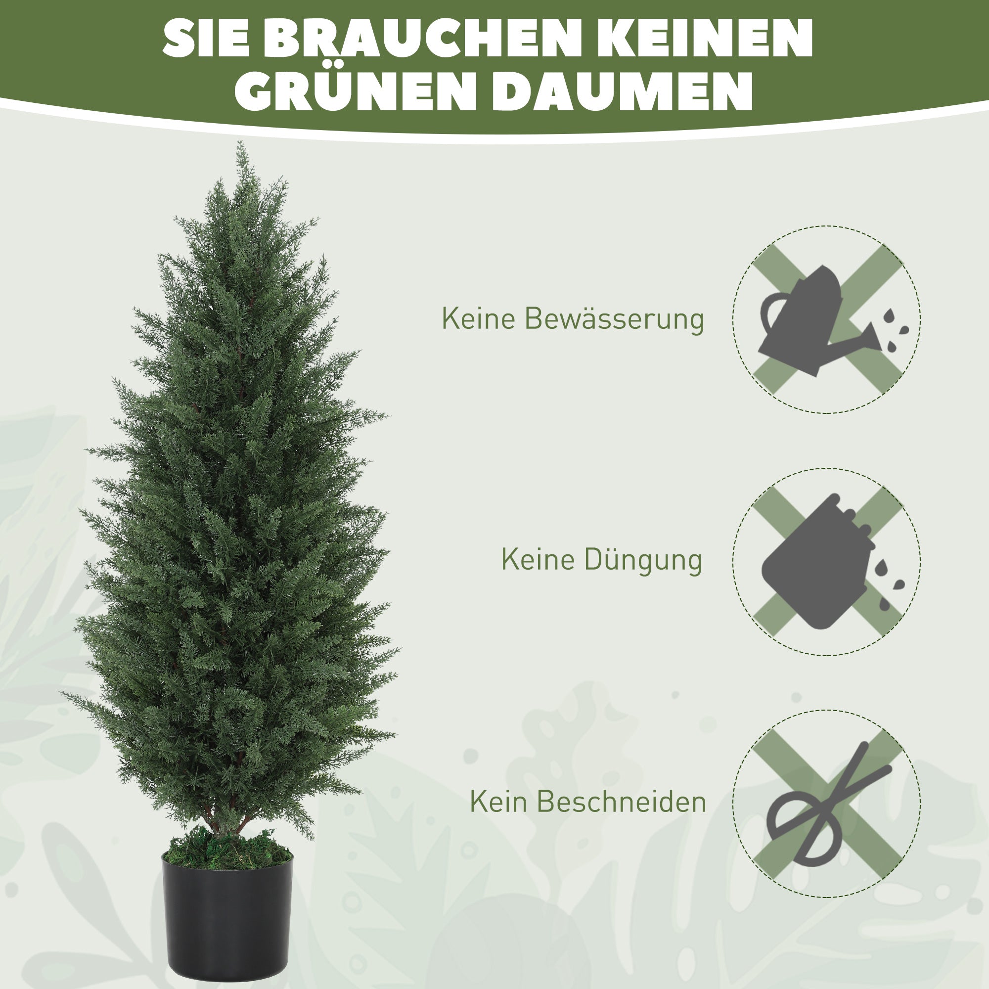 Artificial Cypress 2-piece set large 90 cm artificial plant, artificial plants in pot, UV resistant artificial tree like real decoration for living room bedroom outdoor