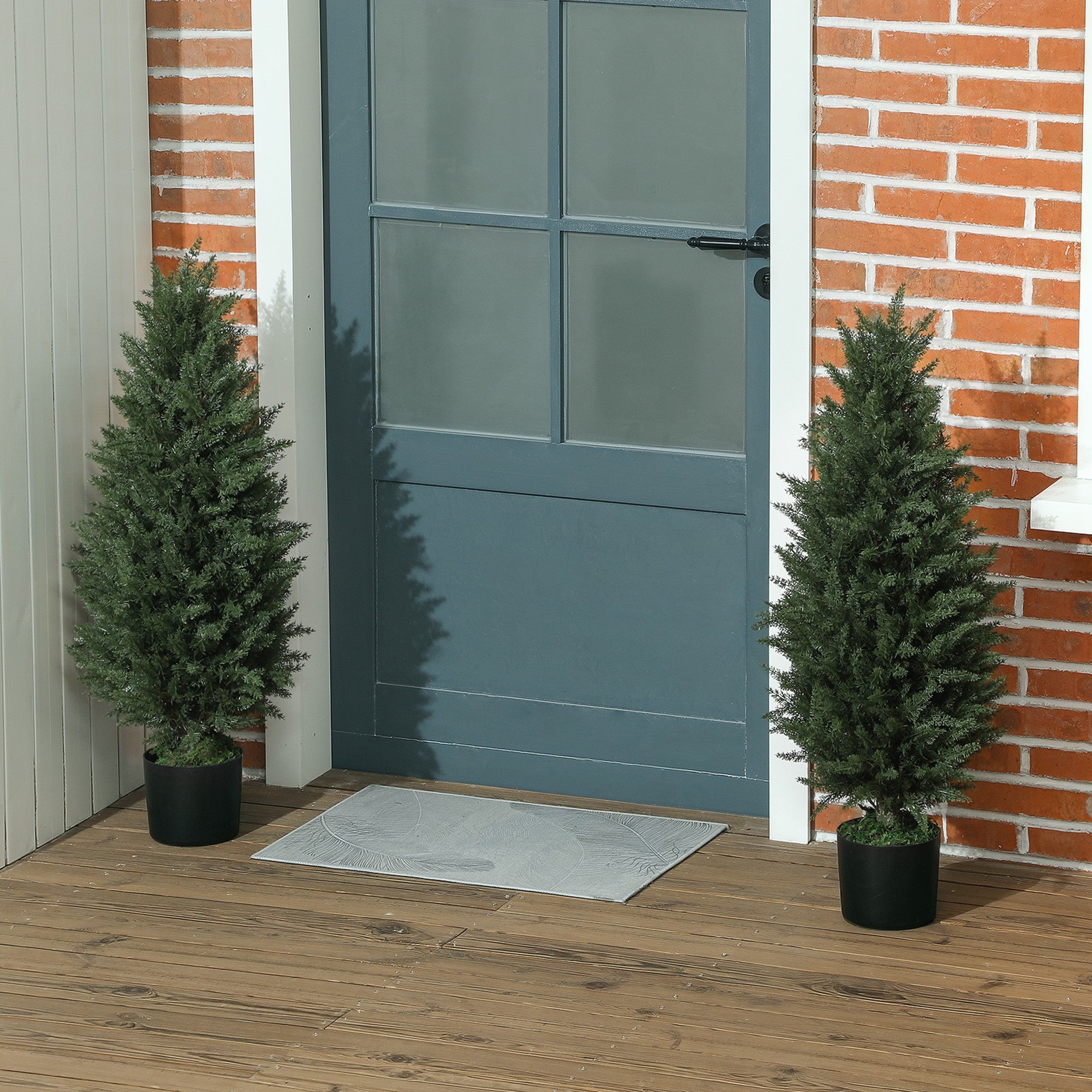 Artificial Cypress 2-piece set large 90 cm artificial plant, artificial plants in pot, UV resistant artificial tree like real decoration for living room bedroom outdoor