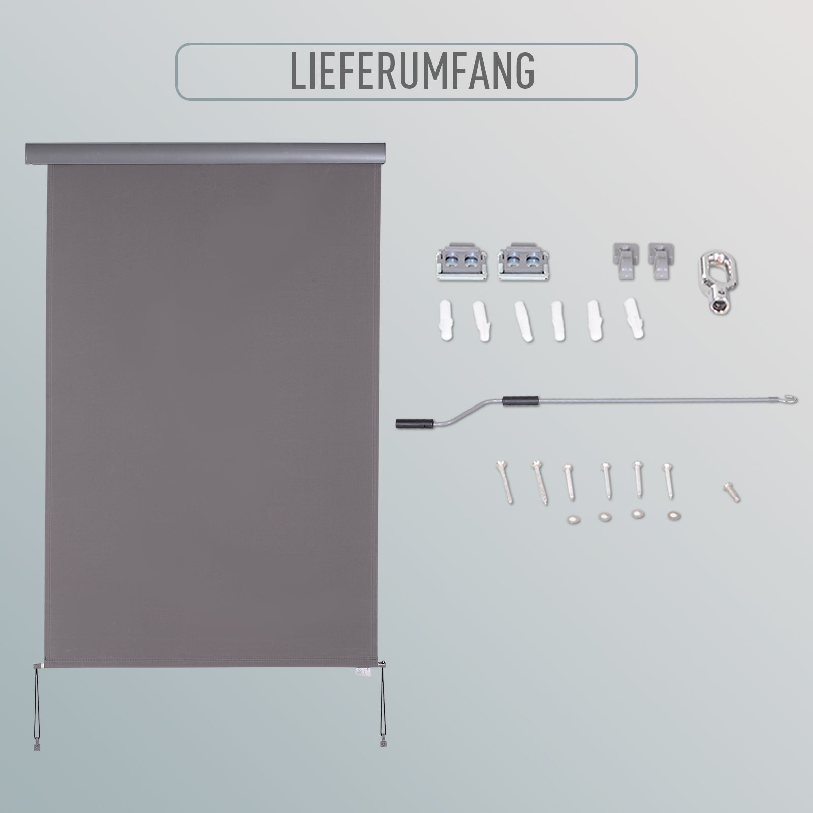 Vertical Awning Balcony Awning Vertical Sunshade Windshield Side Screen with Hand Crank Polyester Fabric + Aluminum Gray 200 x 120 cm