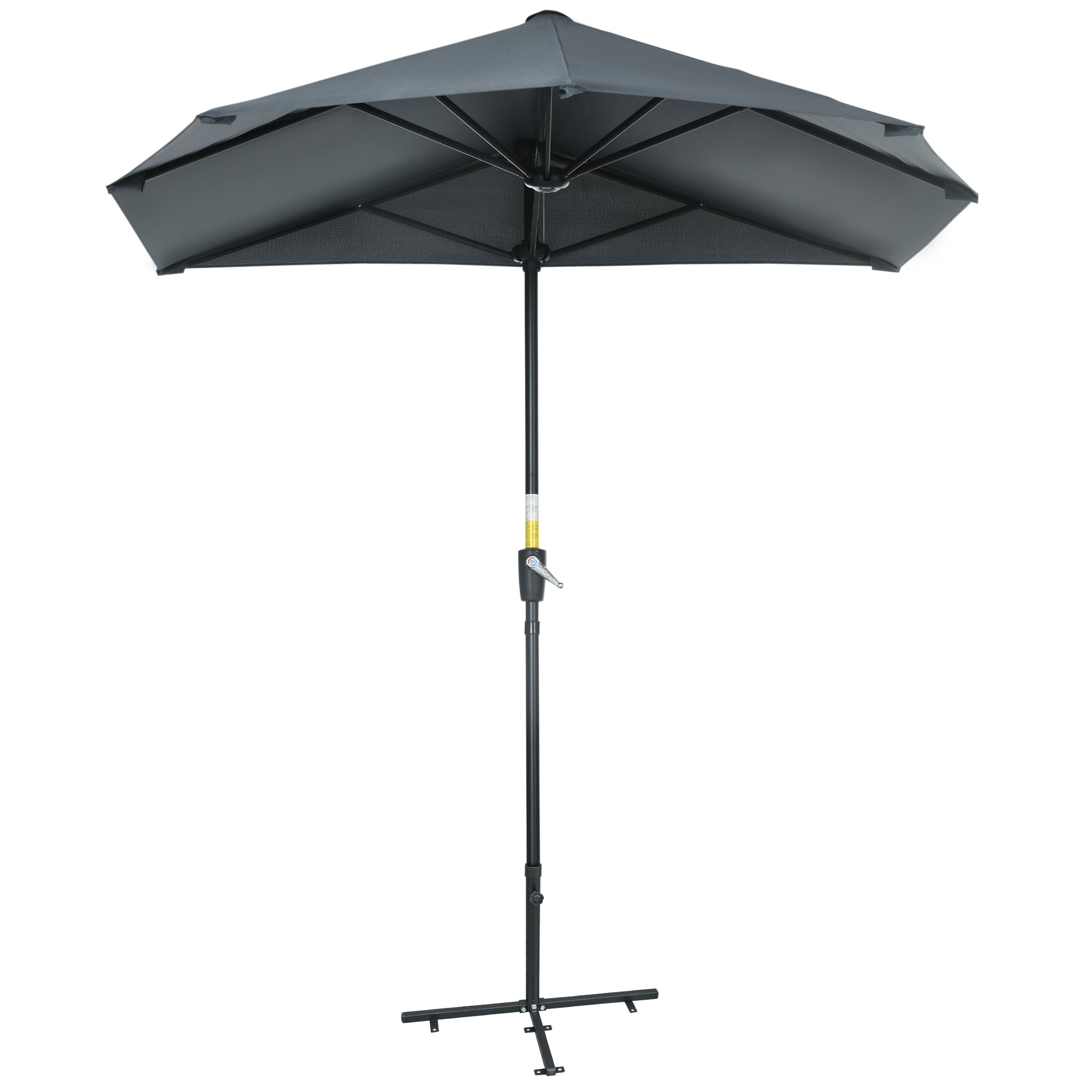 Garden Wall Umbrella 200x190x240 cm Terrace Parasol with Crank Steel Pole and Cross Base Anti-UV for Terrace Balcony Gray