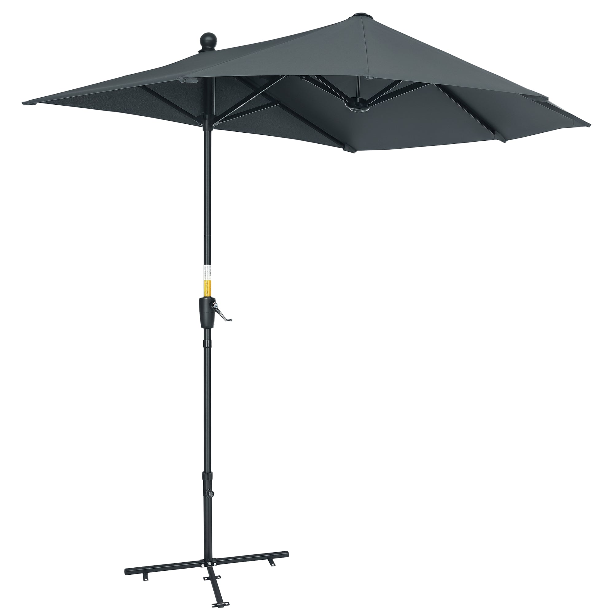 Garden Wall Umbrella 200x190x240 cm Terrace Parasol with Crank Steel Pole and Cross Base Anti-UV for Terrace Balcony Gray