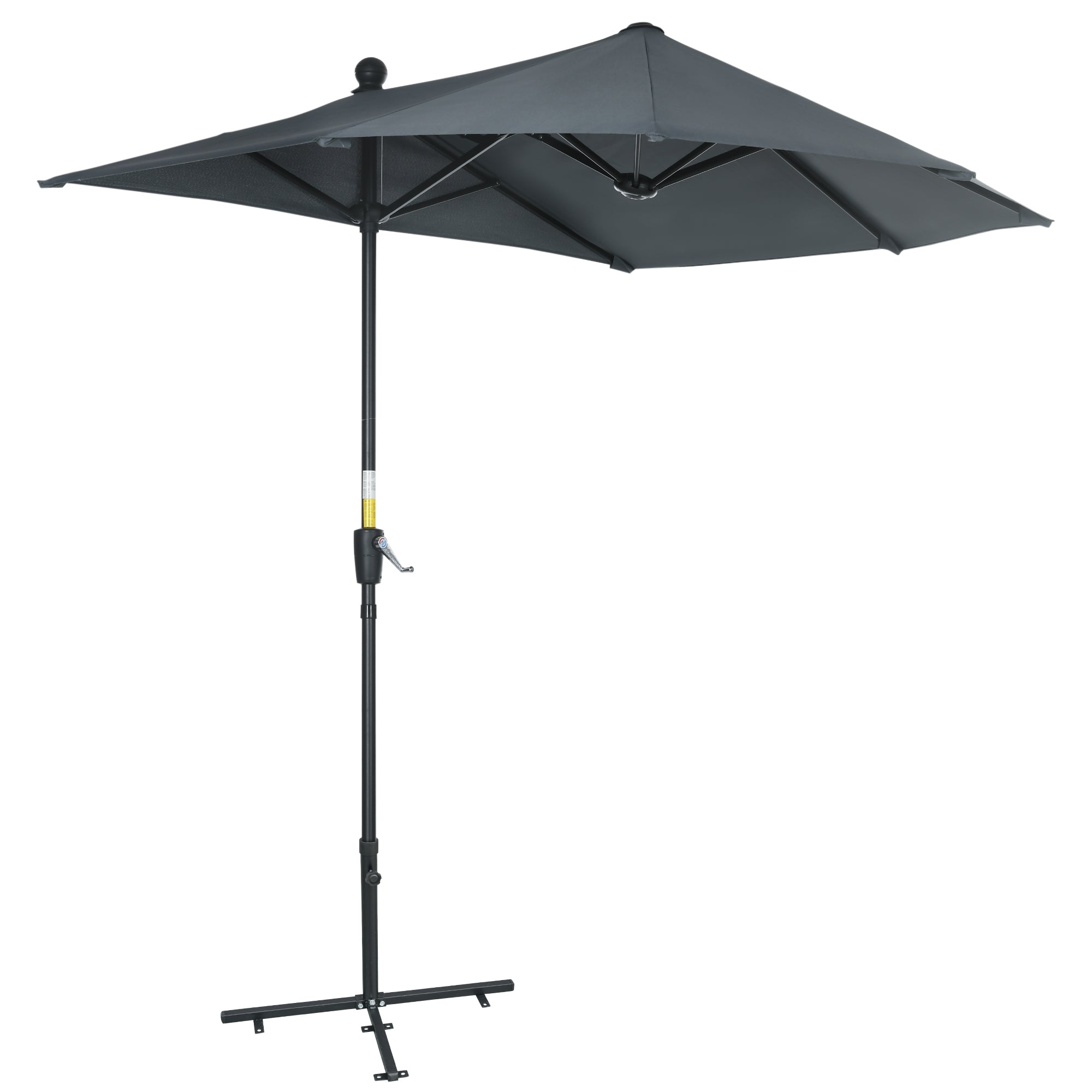Garden Wall Umbrella 200x190x240 cm Terrace Parasol with Crank Steel Pole and Cross Base Anti-UV for Terrace Balcony Gray