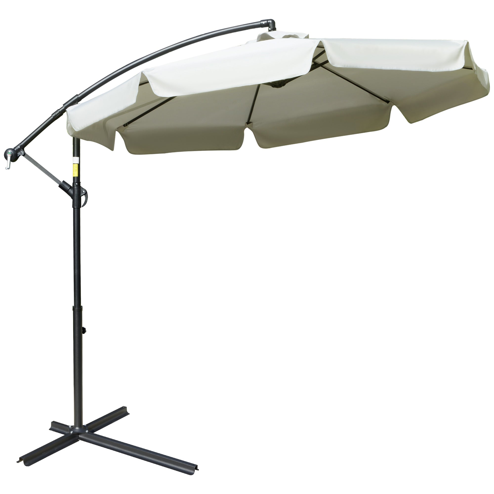 Cantilever Umbrella 2.7x2.7m with Adjustable Roof, Cross Base, Air Vents, Crank, Inclining Garden Umbrella in Metal and Polyester, for Patio Terrace, Beige