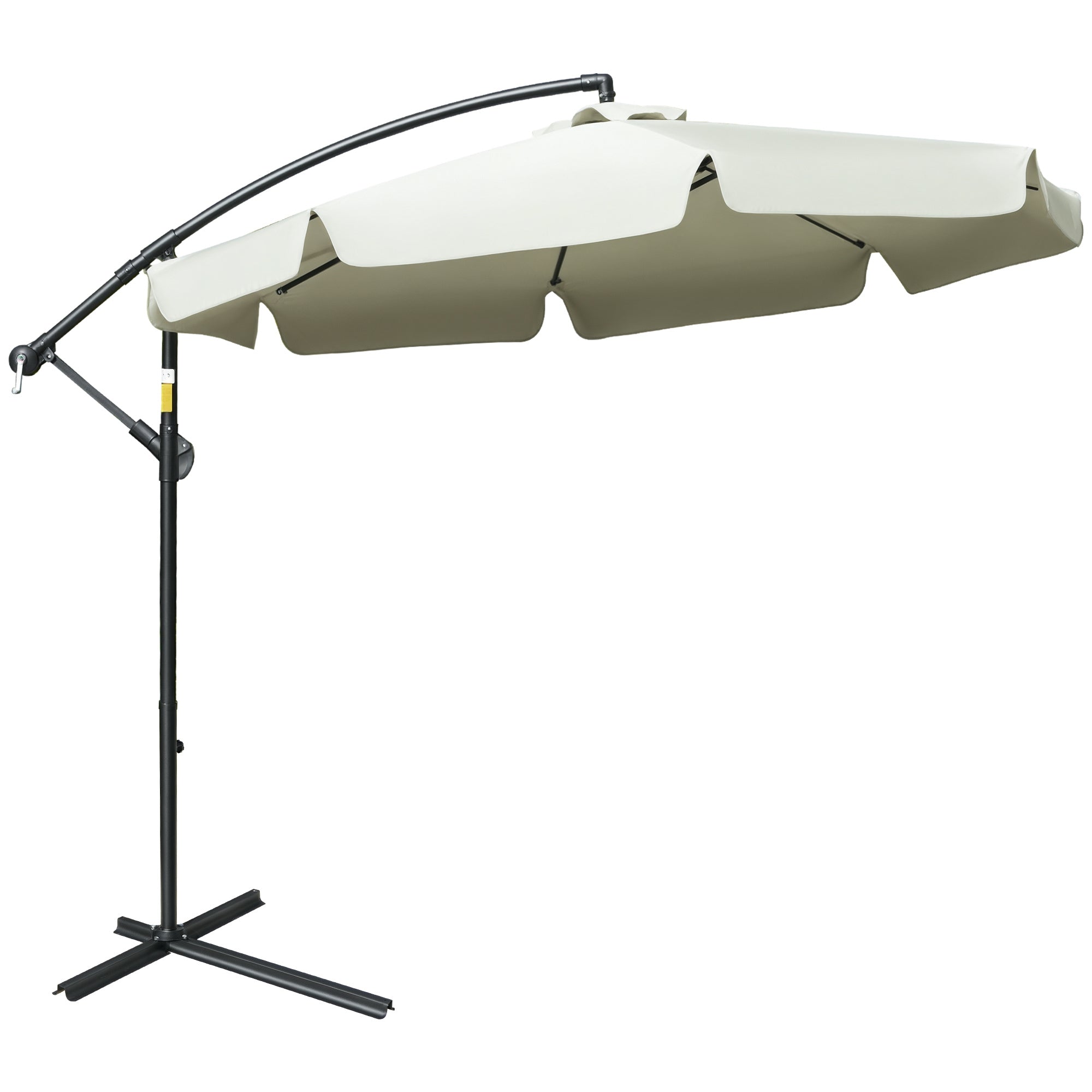 Cantilever Umbrella 2.7x2.7m with Adjustable Roof, Cross Base, Air Vents, Crank, Inclining Garden Umbrella in Metal and Polyester, for Patio Terrace, Beige
