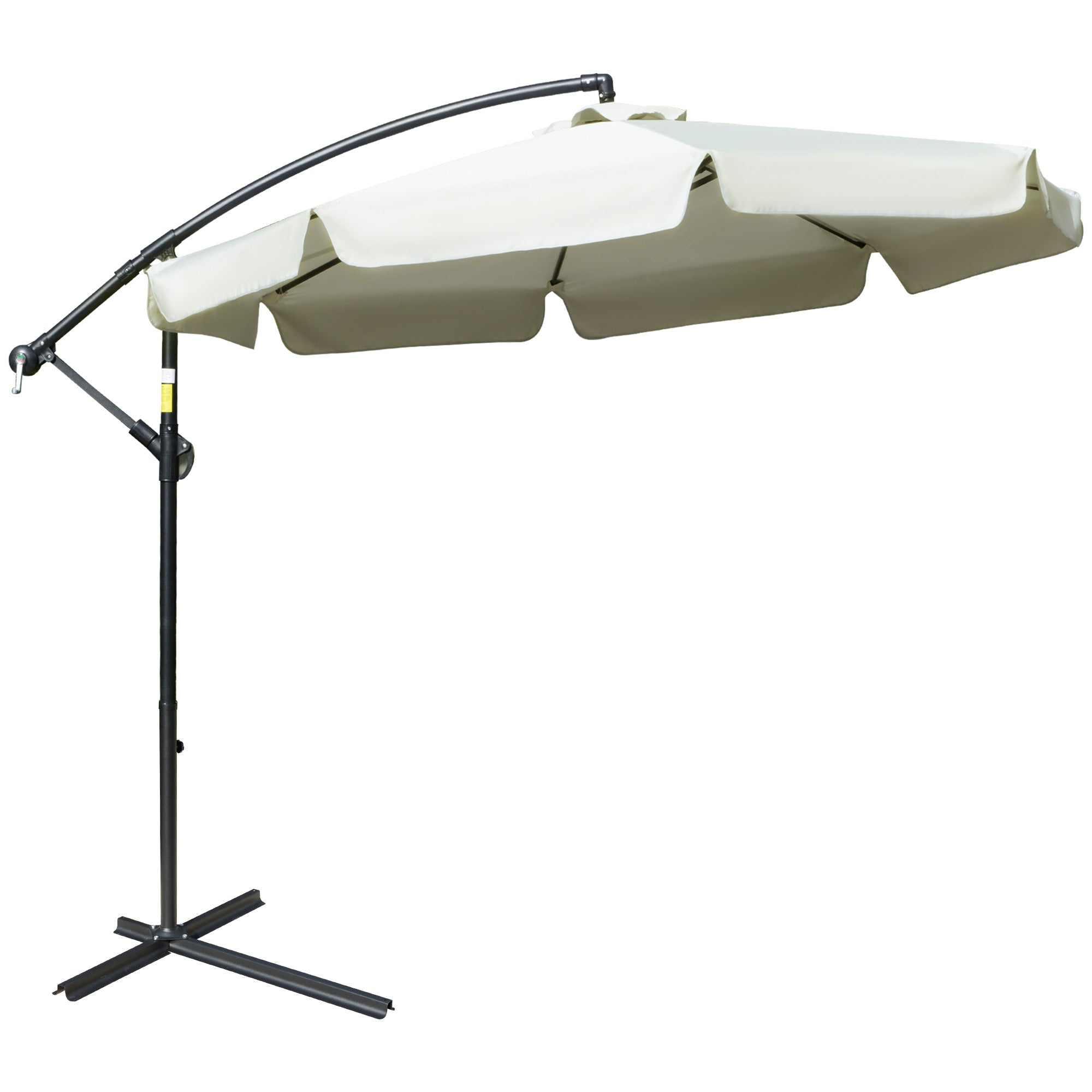 Cantilever Umbrella 2.7x2.7m with Adjustable Roof, Cross Base, Air Vents, Crank, Inclining Garden Umbrella in Metal and Polyester, for Patio Terrace, Beige