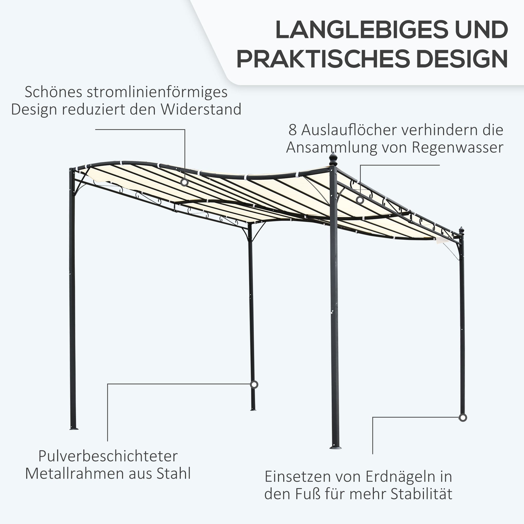 Pergola Garden Pavilion Canopy Tent Metal Cream 297x297cm