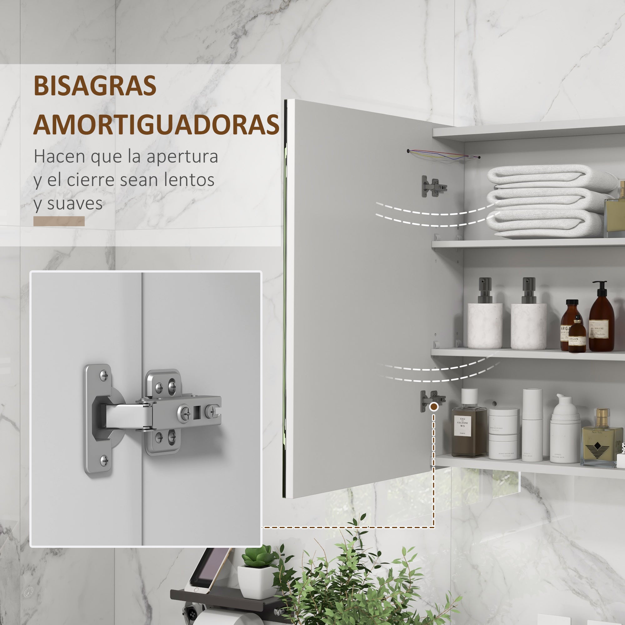 Bathroom Cabinet with Mirror and LED Light Hanging Bathroom Furniture with 2 Doors Adjustable Shelves Touch Switch and Adjustable Light Color 80x15x65 cm Bright White