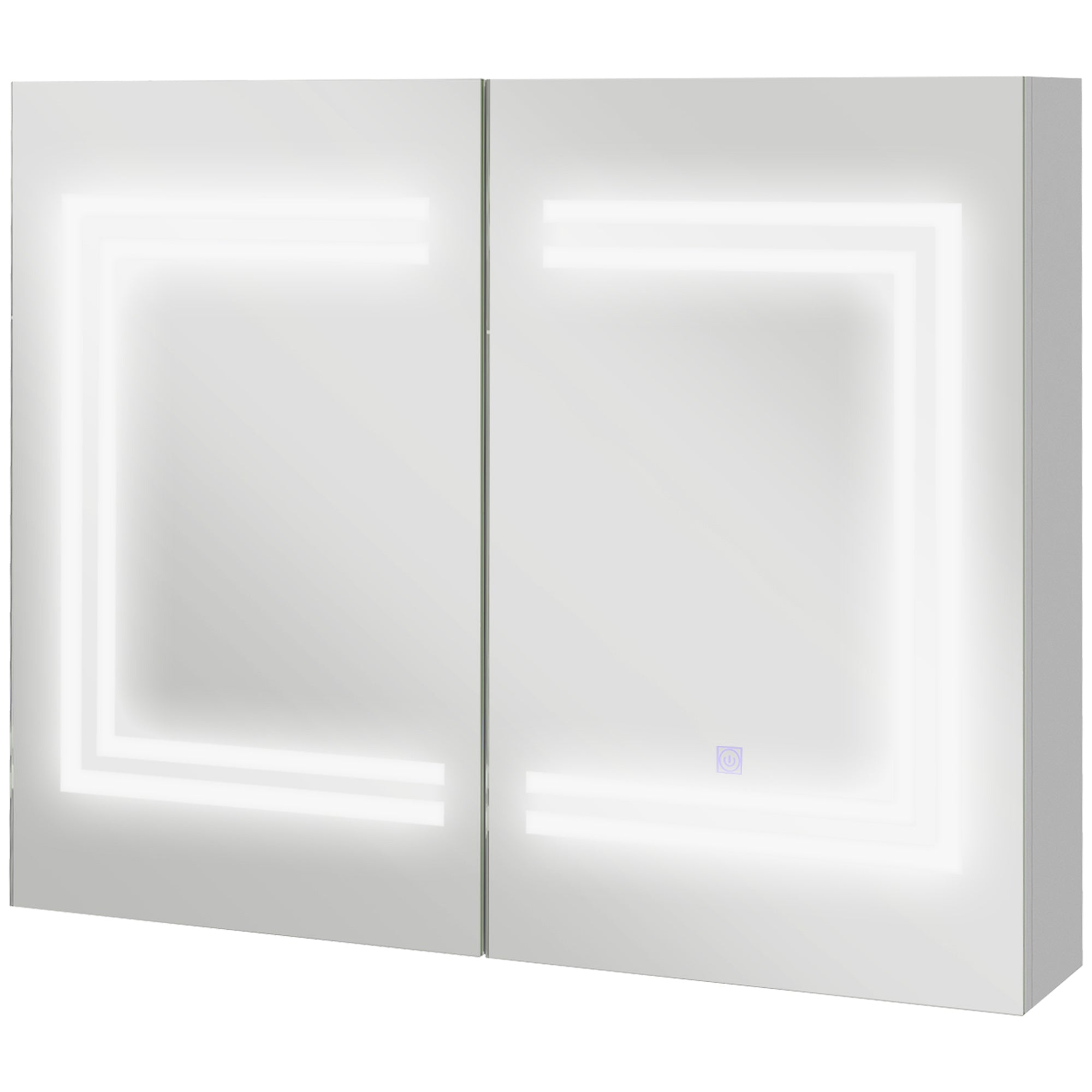 Bathroom Cabinet with Mirror and LED Light Hanging Bathroom Furniture with 2 Doors Adjustable Shelves Touch Switch and Adjustable Light Color 80x15x65 cm Bright White