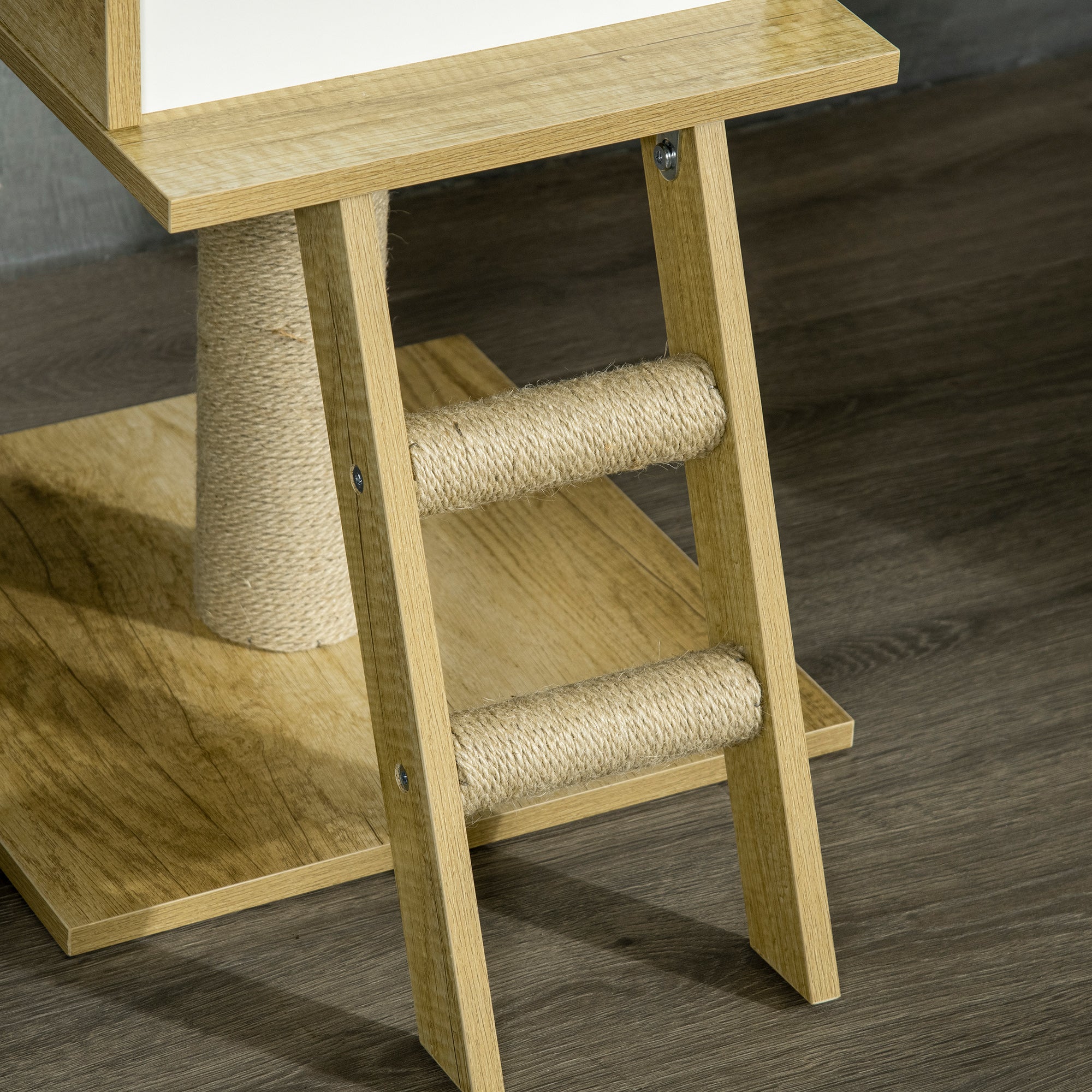 Cat Tree, Floor-to-Ceiling Cat Scratcher, 240-260 cm, Climbing Tree with Cat House, Jute Rope Posts, Hammock, Cat Ladder, Play Ball, Cat Furniture, Tipping Prevention, Light Brown+Beige