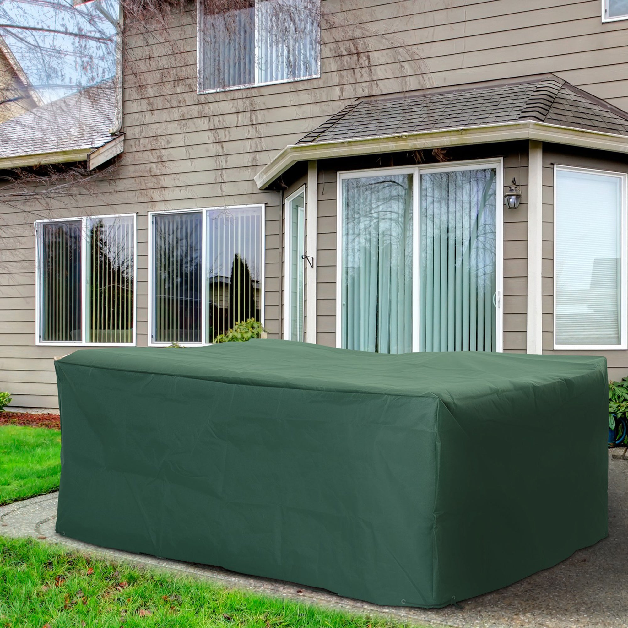 Garden Furniture Cover Outdoor 222x155x67 cm Waterproof UV-Resistant Dust-Proof Protective Cover for Terrace Patio Dark Green