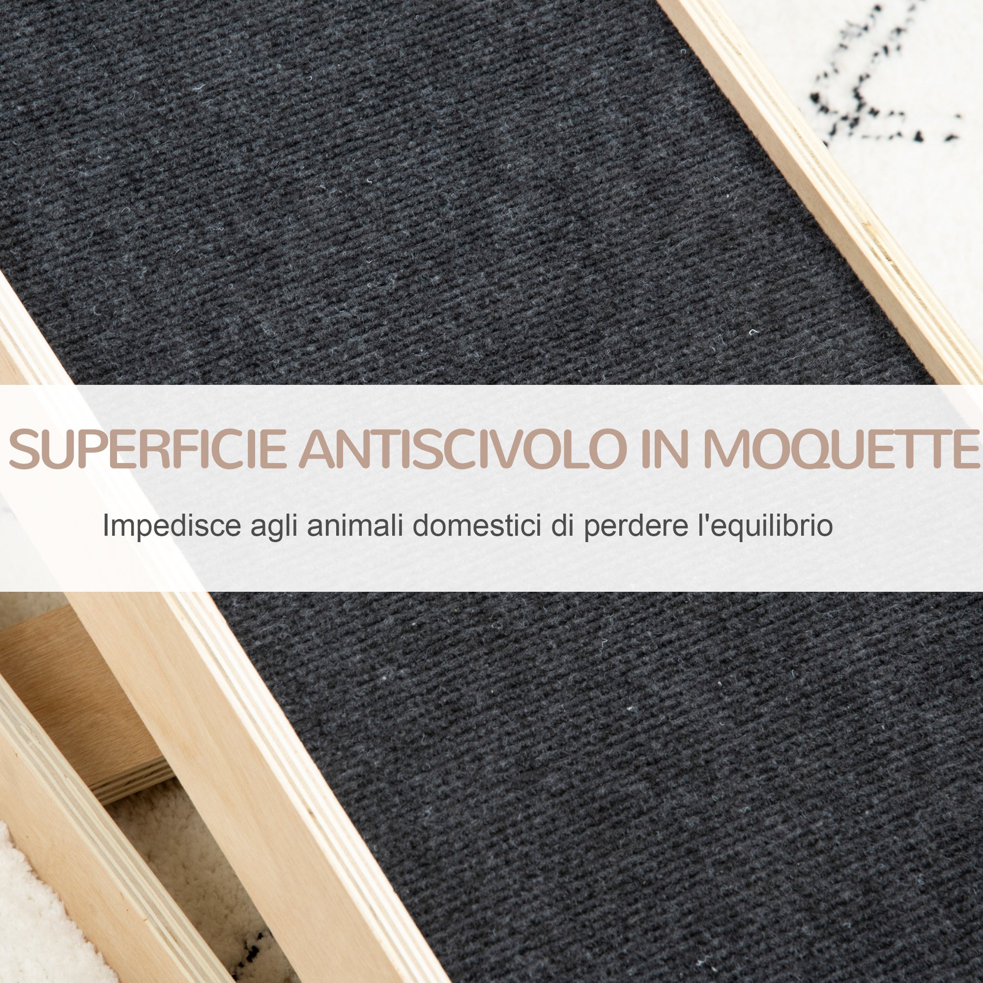 Foldable Non-Slip Dog Ramp with Adjustable Height from 37.5 to 62cm, for Pets up to 15kg