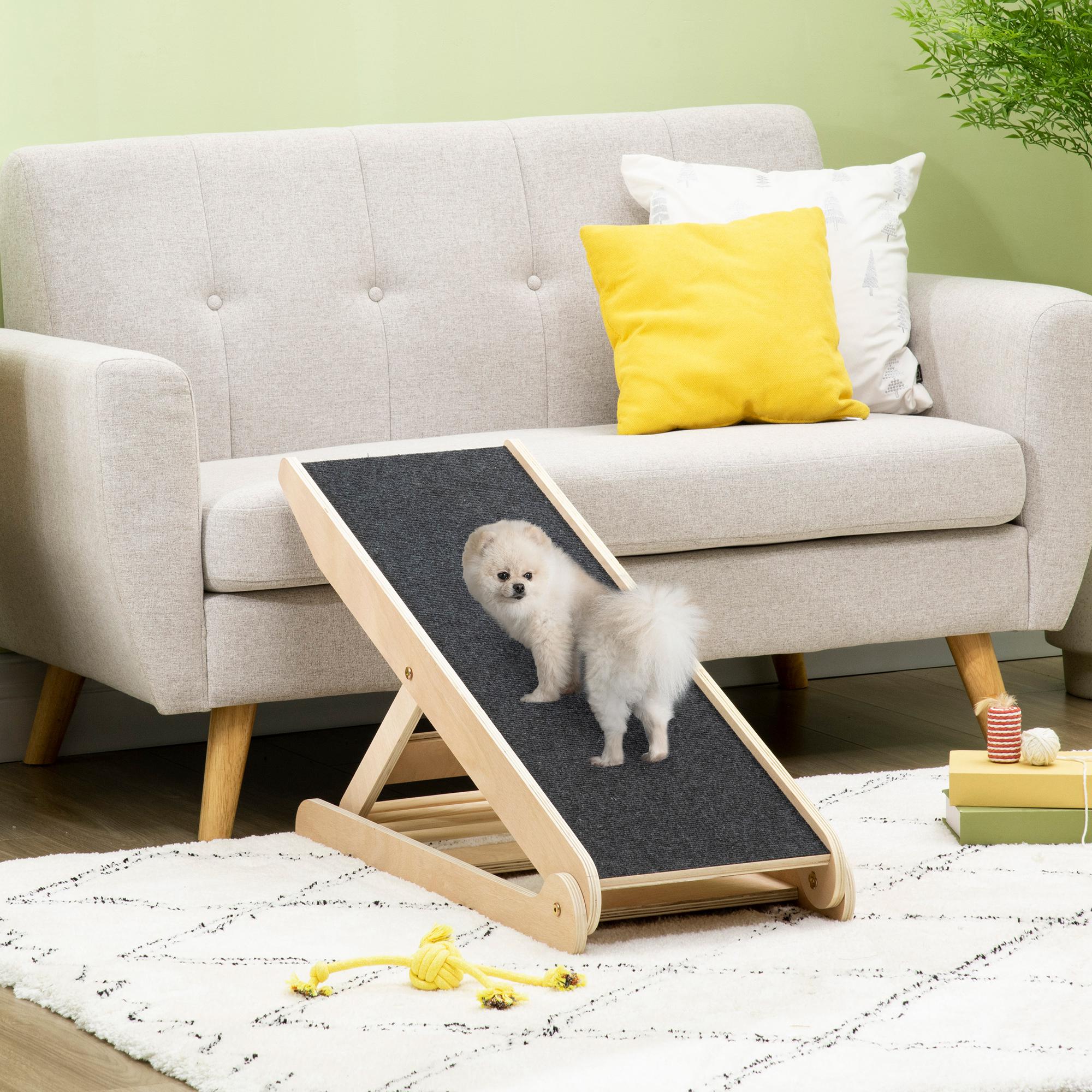 Foldable Non-Slip Dog Ramp with Adjustable Height from 37.5 to 62cm, for Pets up to 15kg
