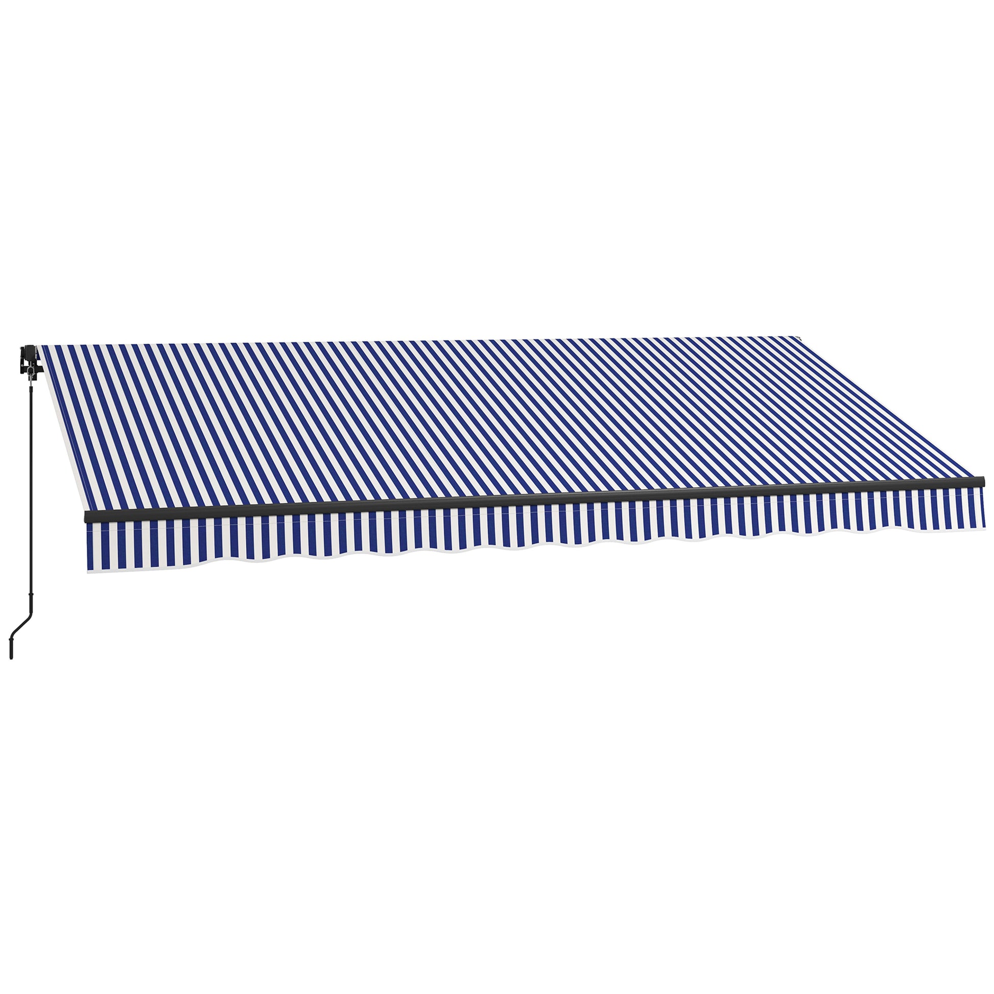 Retractable Patio Awning with Hand Crank, 400 x 300 cm, UV30+ Sun Awning Patio Awning with 45-85° Angle, Balcony Awnings with Waterproof Coating, Wall Mount, Blue+White