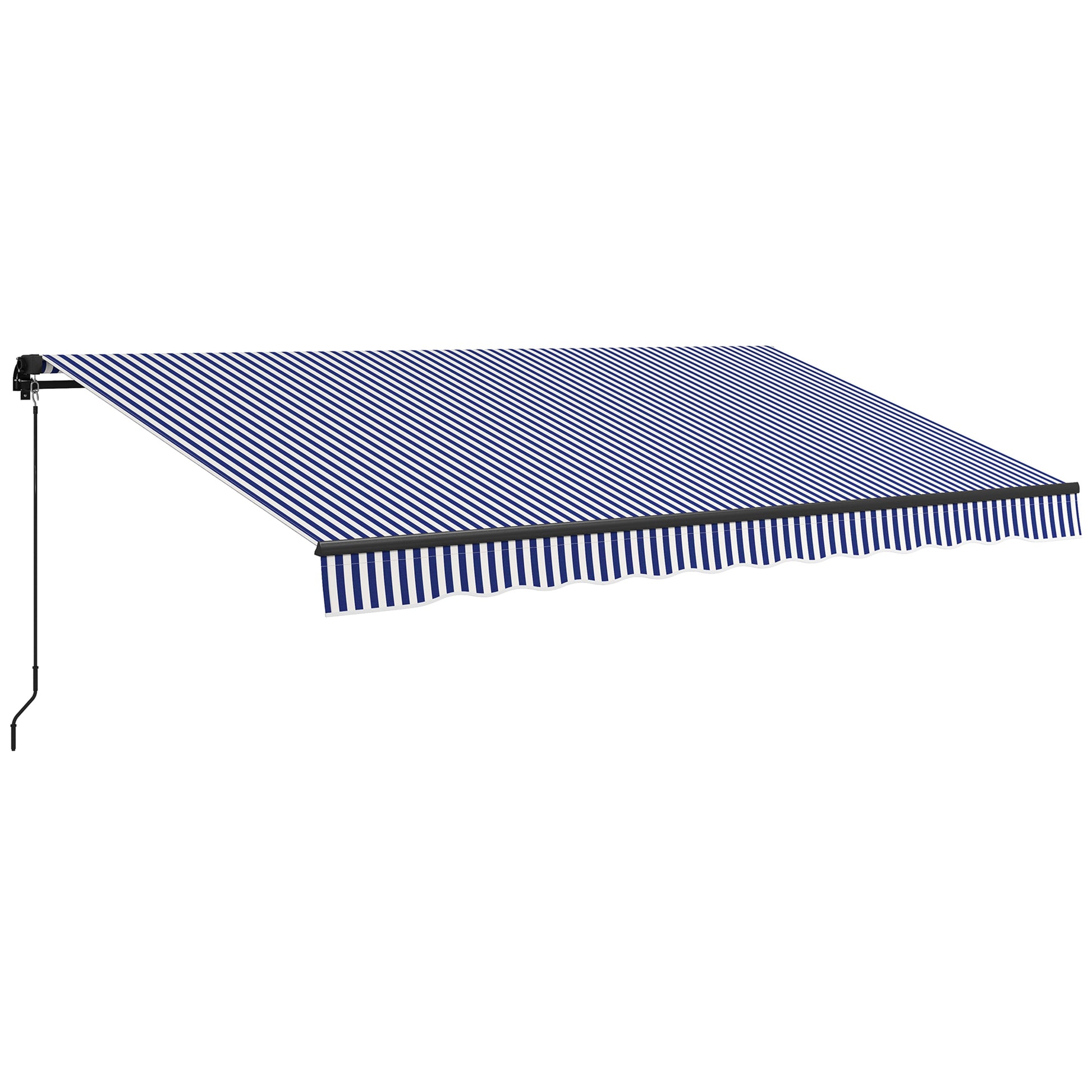 Retractable Patio Awning with Hand Crank, 400 x 300 cm, UV30+ Sun Awning Patio Awning with 45-85° Angle, Balcony Awnings with Waterproof Coating, Wall Mount, Blue+White
