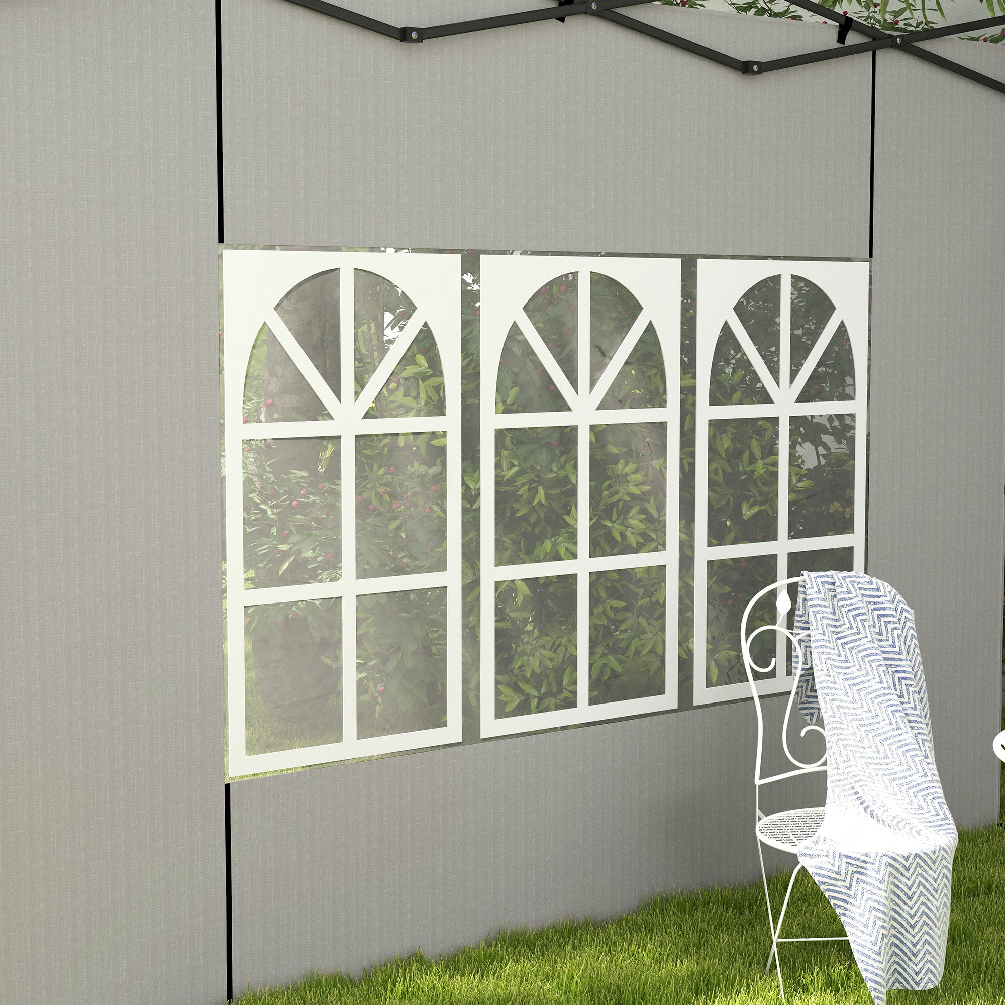 Side Walls for 3x3 m and 3x6 m Gazebo Set of 2 Walls with Windows 293x193 cm White