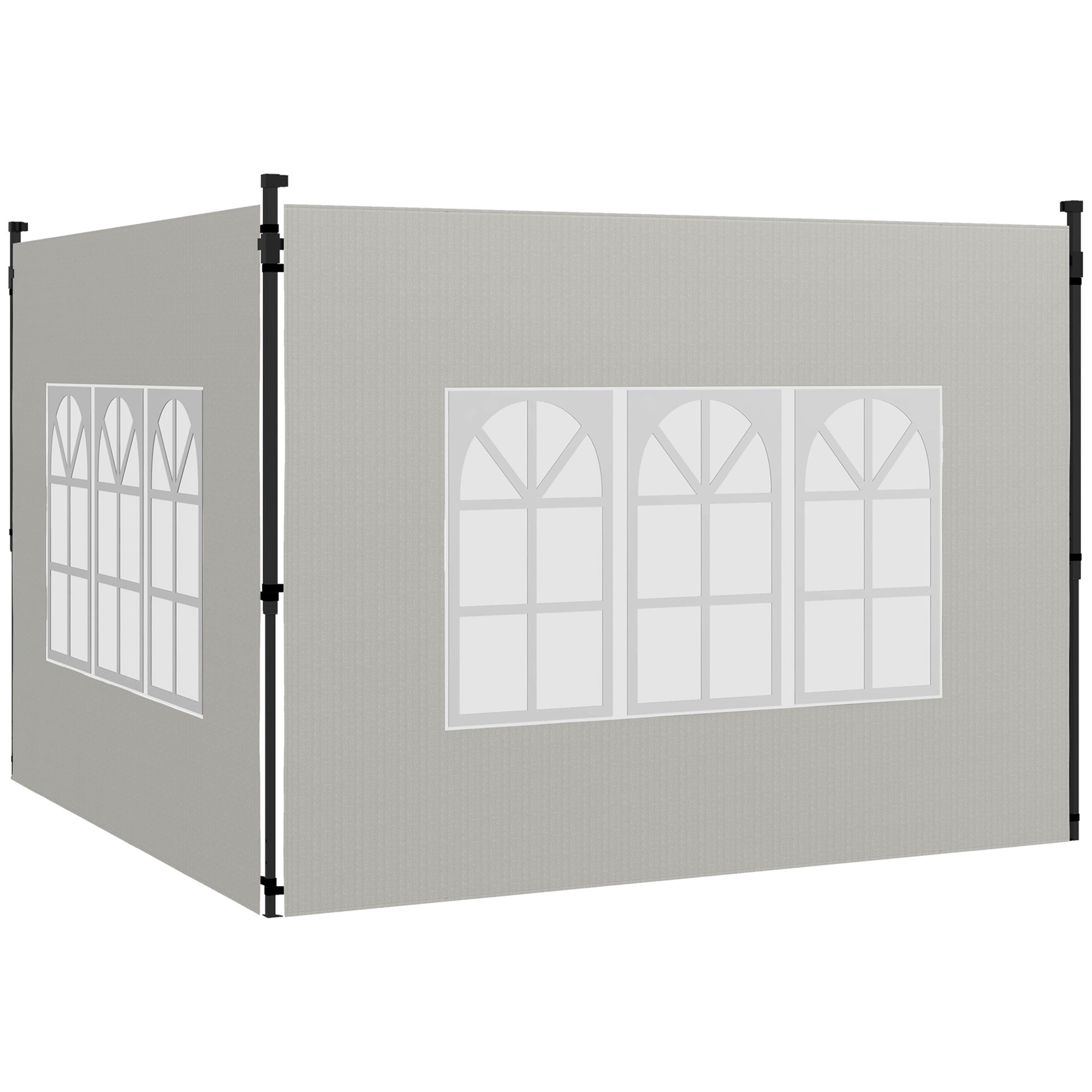 Side Walls for 3x3 m and 3x6 m Gazebo Set of 2 Walls with Windows 293x193 cm White