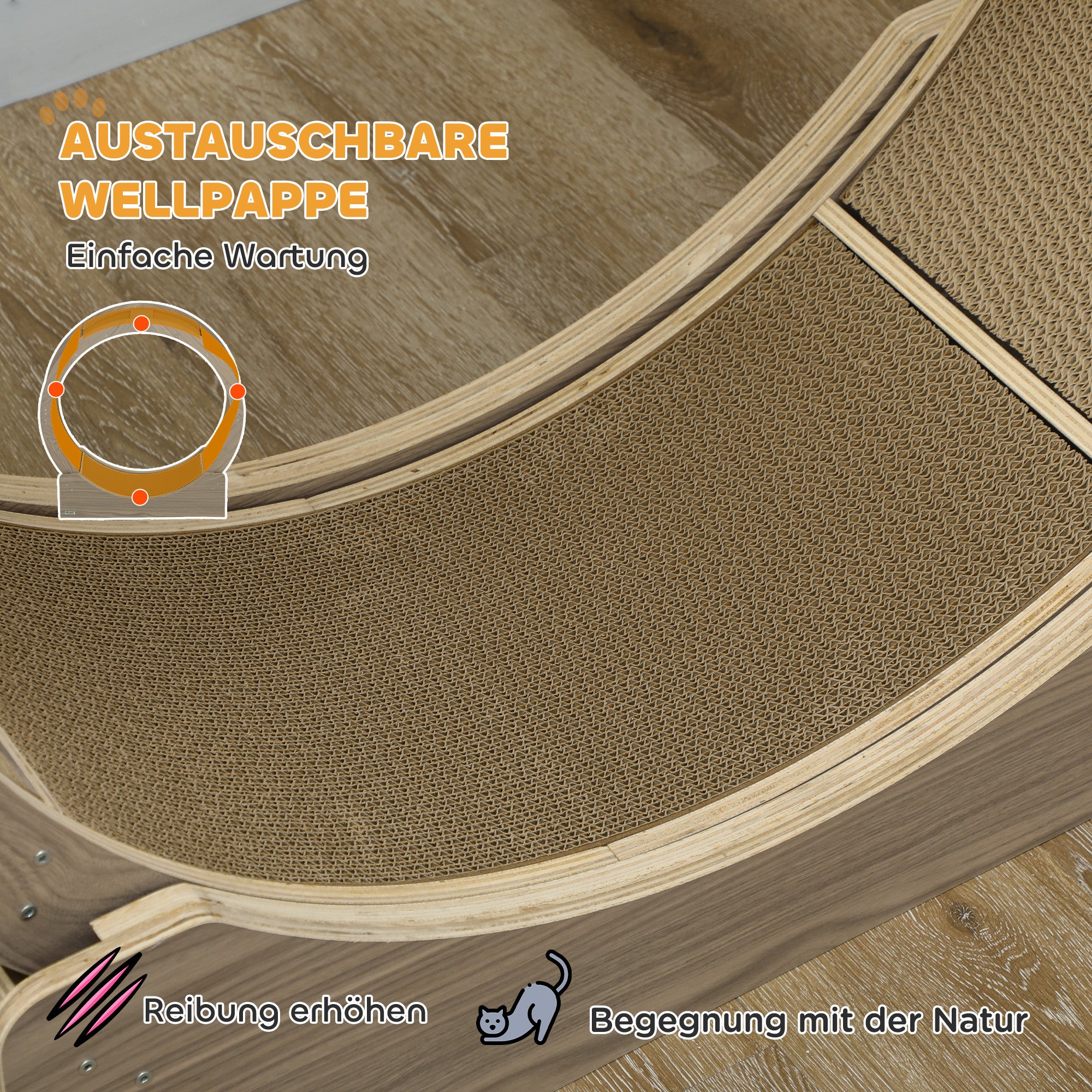 Cat Exercise Wheel 91 cm Diameter Cat Wheel with Brake Treadmill Scratching Pad, Cat Wheel Track for Weight Loss & Health, Walnut