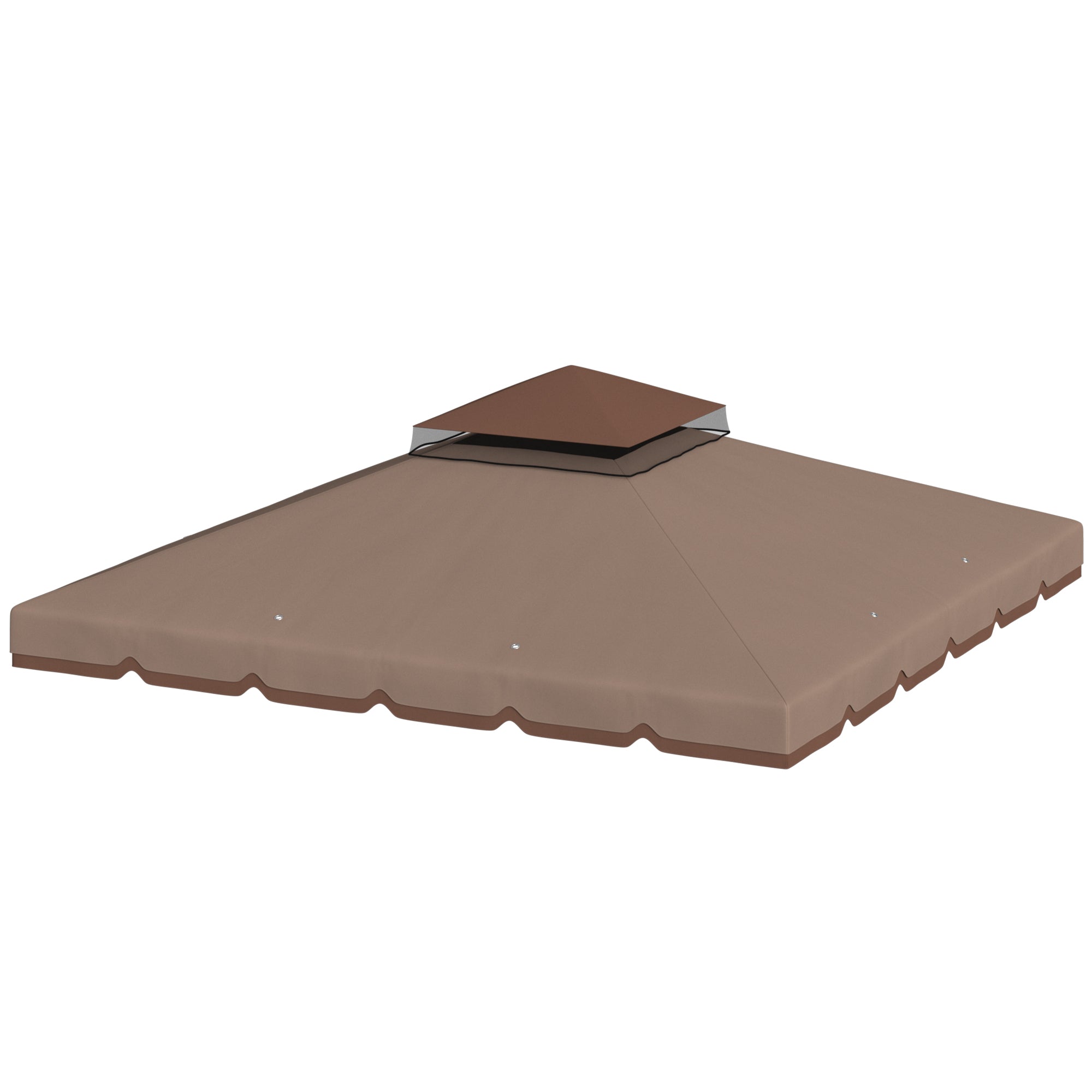 Replacement Canopy for 3 x 3 m Gazebo — Water-Resistant Double Roof with Drainage Holes, Polyester Cover, Khaki