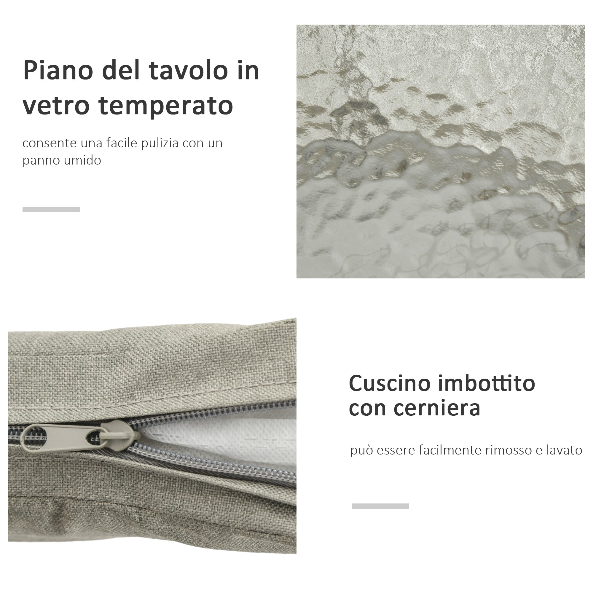 3-Piece PE Rattan and Steel Garden Set, Set of 2 Chairs with Washable Cushions, Armrests, Coffee Table with Glass Top, Balcony Patio Courtyard Furniture Set, Coffee/Light Gray