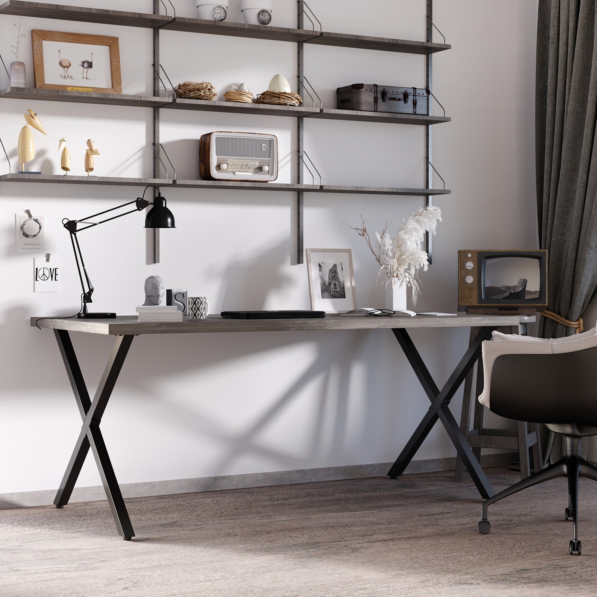 2 Pieces Steel Table Legs Table Feet for Dining Table Desk Coffee Table Table Base in X-Form Black 72cm