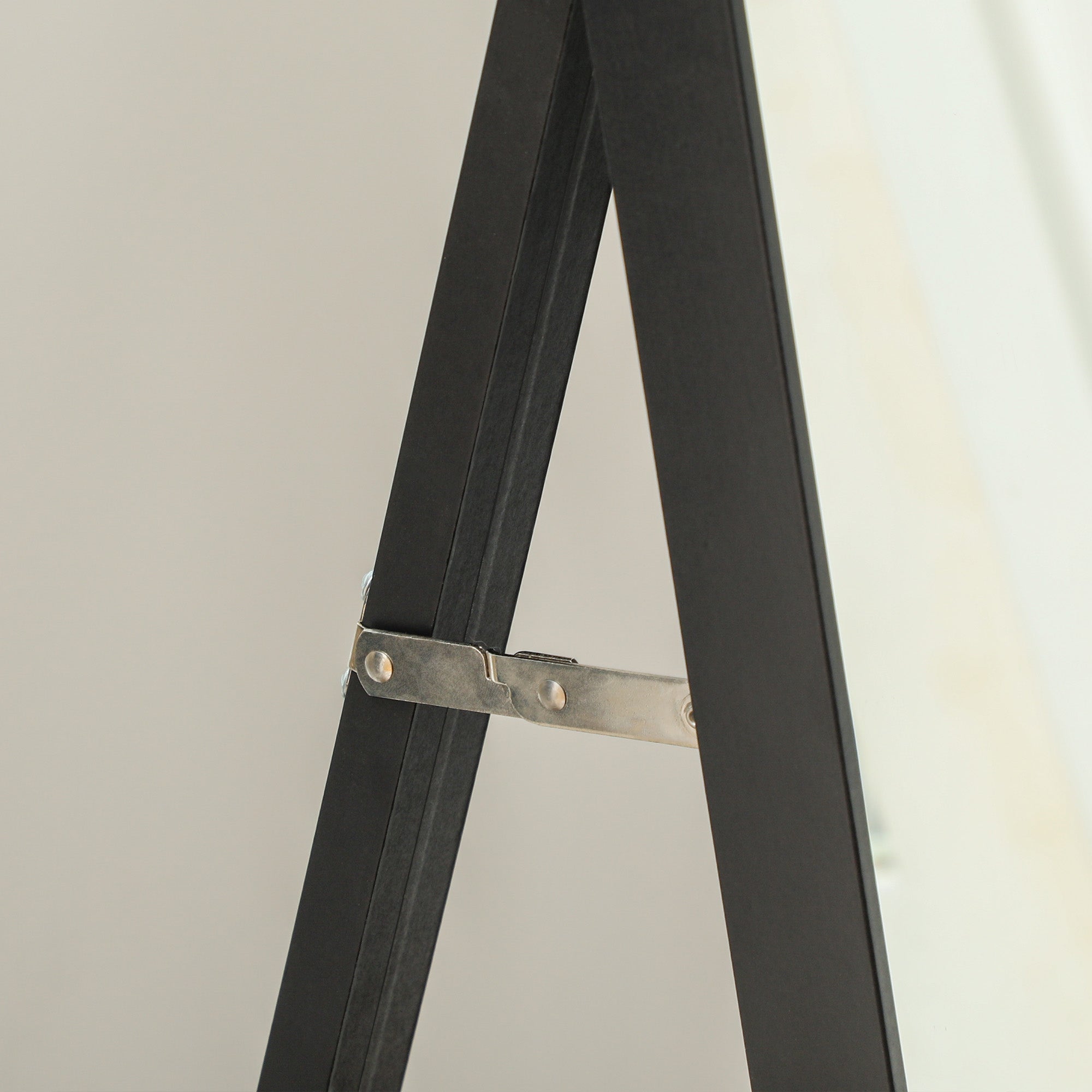 Full Length Floor Mirror with Rear Stand and MDF Glass Wall Mirror with Shatterproof Protective Film, 37x3x157 cm, Black and Gold