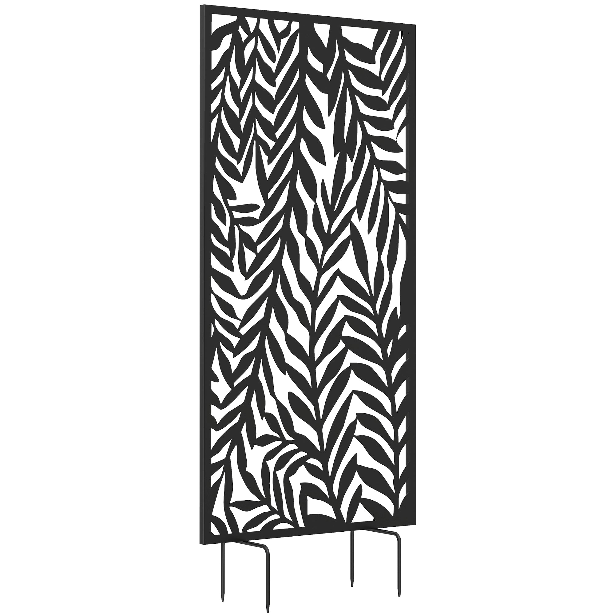 Privacy Screen 25.6 in x 51.2 in, Freestanding & Hanging, Metal Privacy Panel for Staking or Wall Mount, Balcony & Terrace, Black