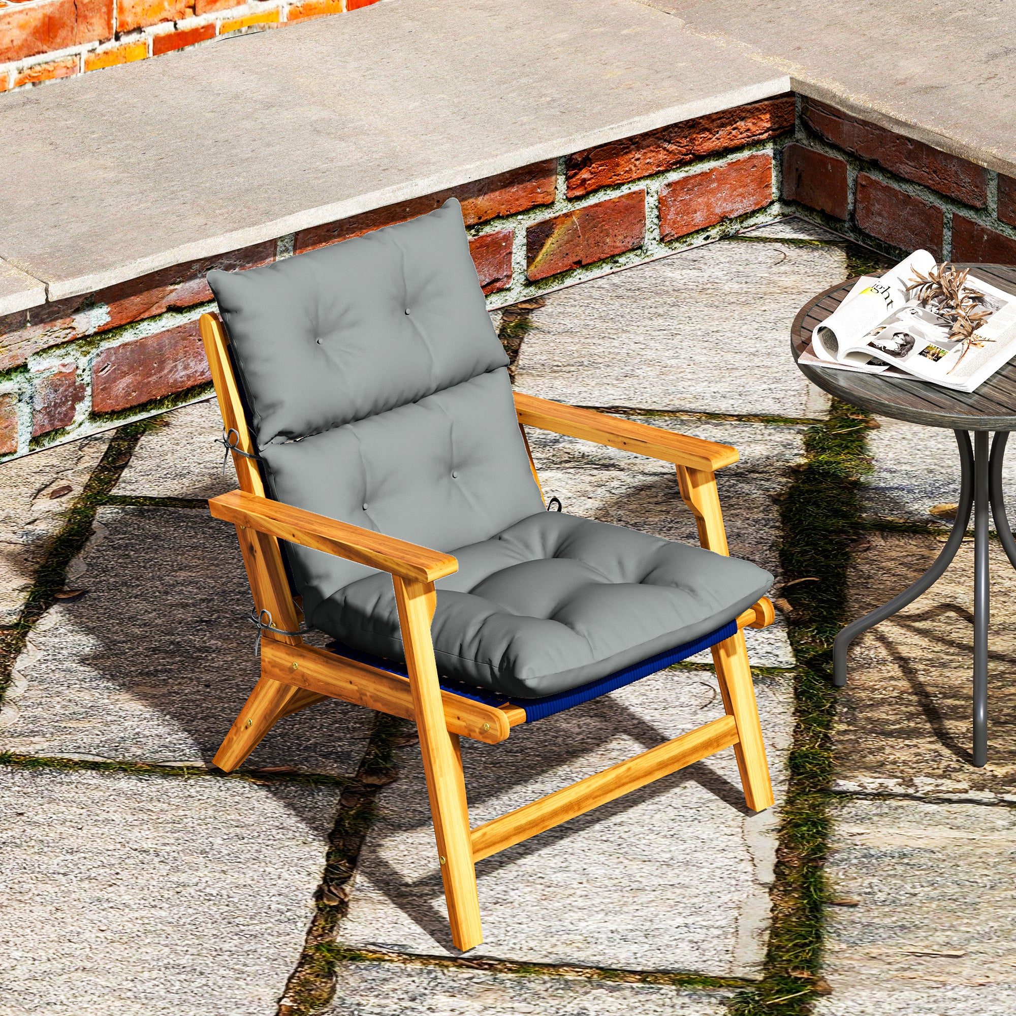 Seat Cushion, 115x56 cm Chair Cushion with Tie Straps, Backrest, 10cm Thick Padding, Water-Resistant Seat Pad for Home, Garden, Office, Chairs, Light Grey