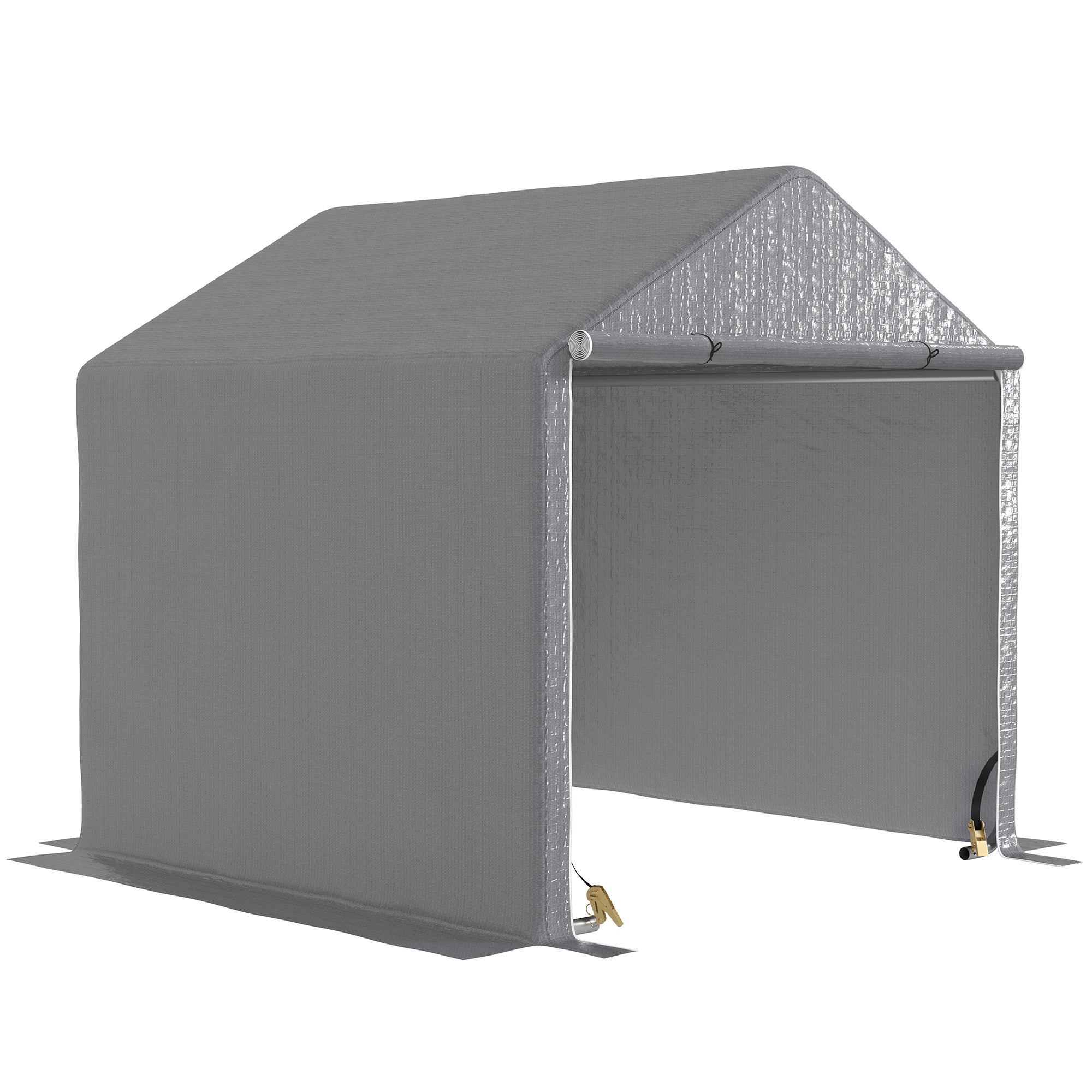 Garden Shed 2 x 2 x 2 m Outdoor Bike Shelter with Galvanized Steel Frame, Waterproof and UV-Resistant, Storage Tent for Bike, Motorcycle, Tools - Gray