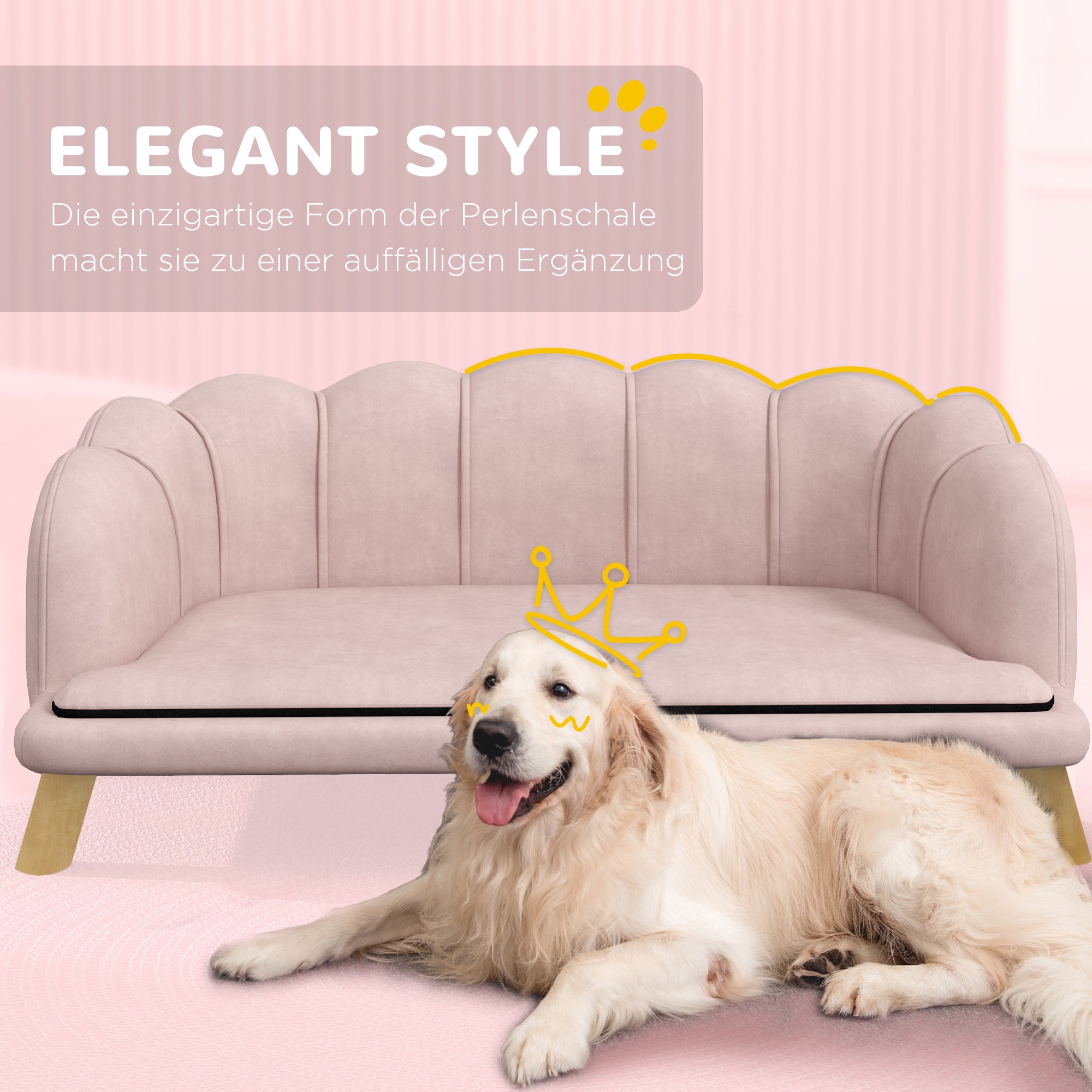 Dog Sofa Dog Couch, Washable Cover, Pet Sofa with Backrest and Wooden Legs, Cat Sofa, for medium-sized dogs up to 25 kg, Pink