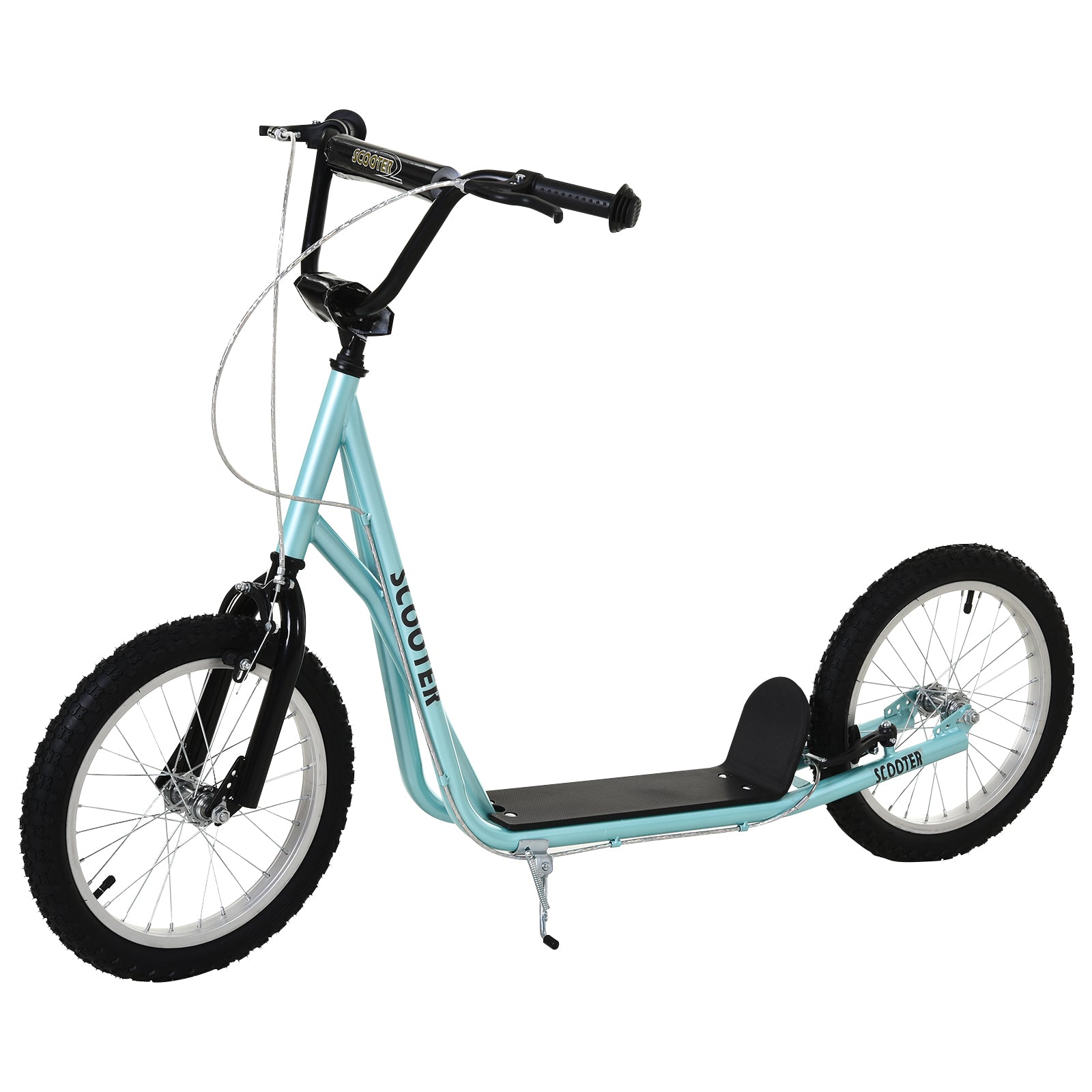 Kids Scooter Kick Scooter City Scooter Kickboard Scooter for Kids with Air Tires and Hand Brake Kids Scooter Waterproof Foldable from 5 Years 16 Inch Light Blue 139 x 58 x 90-96 cm